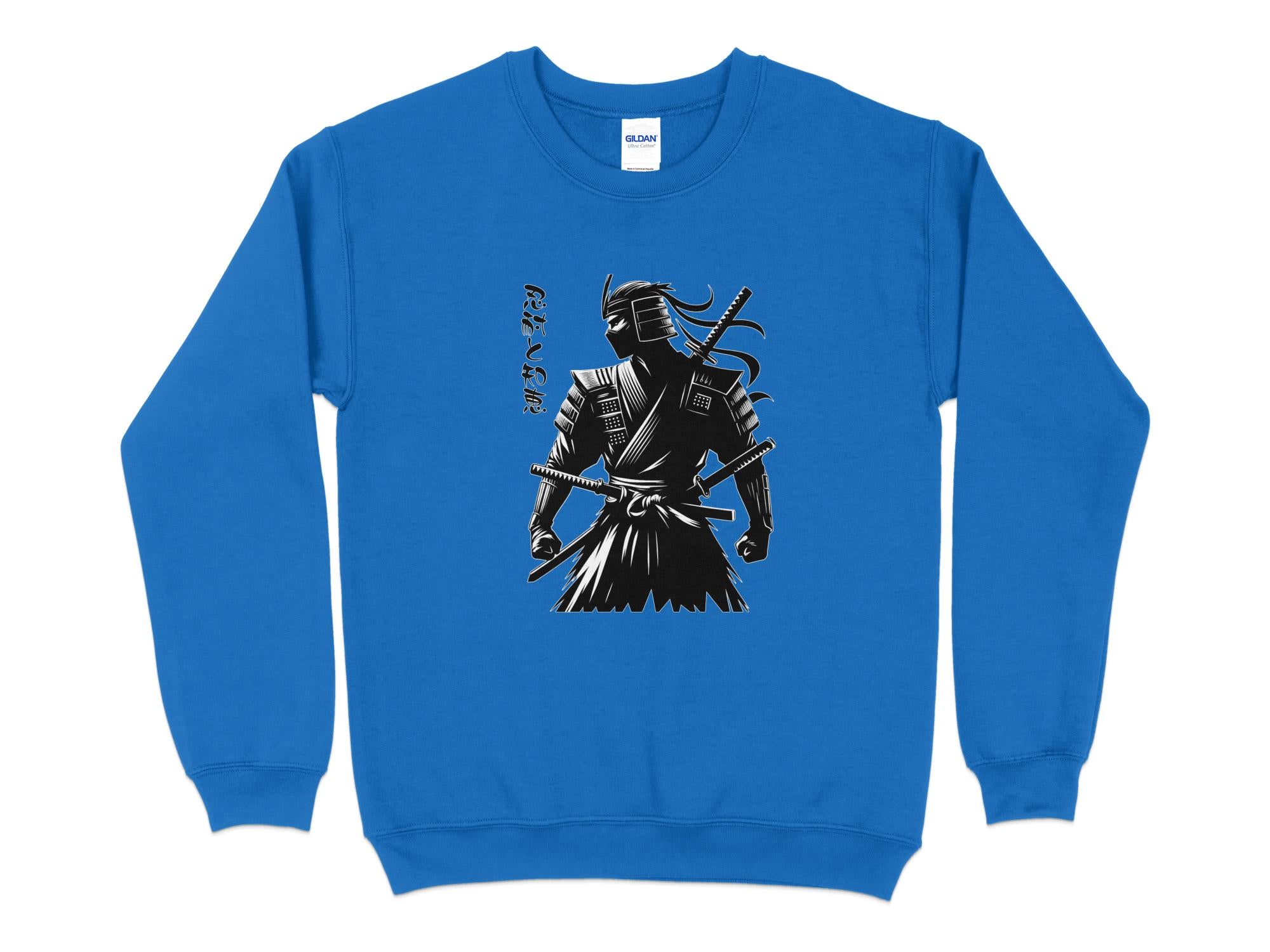 Samurai Ninja - Coloured Gildan Sweatshirt Japanese Talisman Unisex Cultural Symbolic Graphic Design