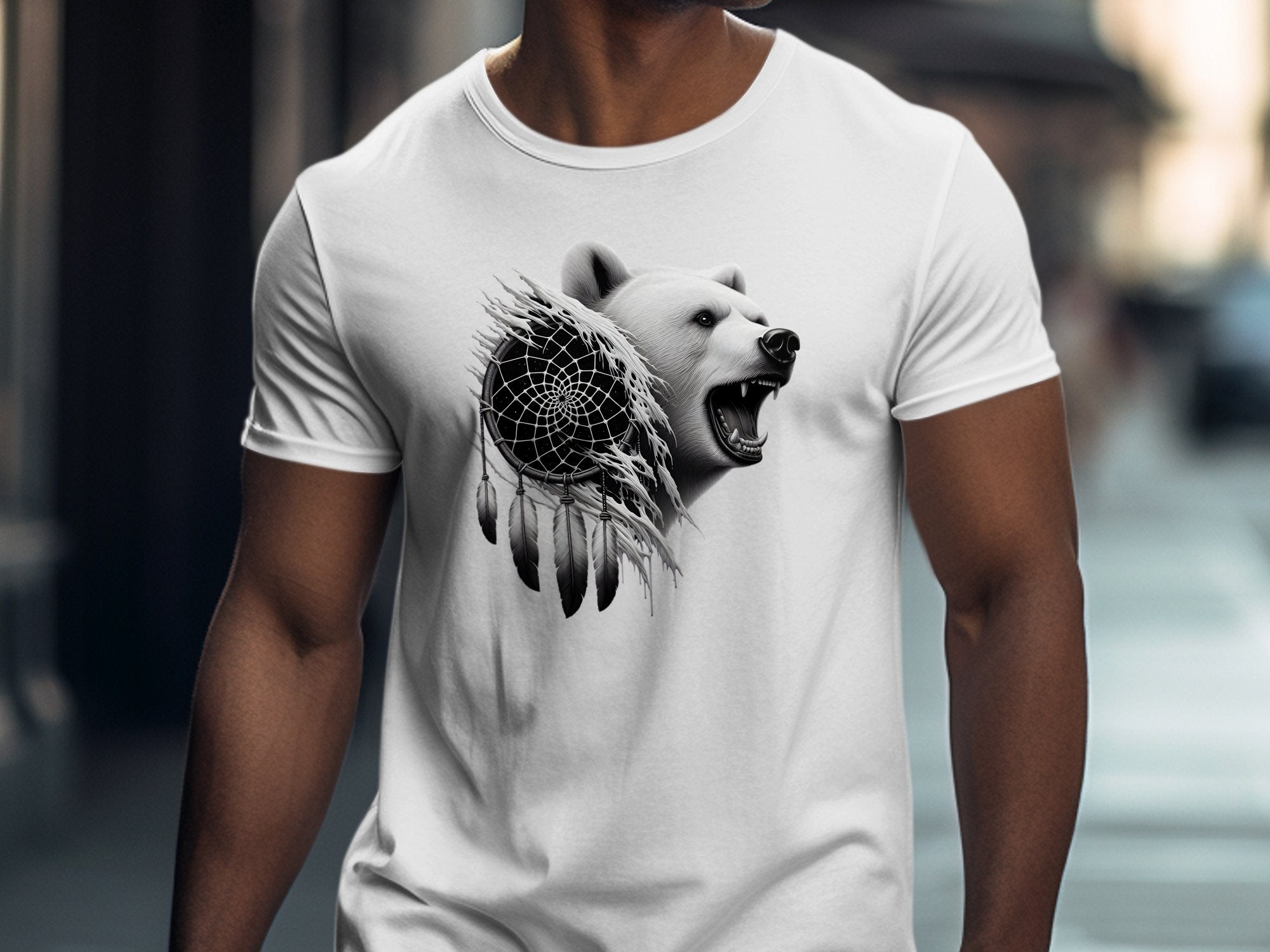 Dreamcatcher Bear - Coloured Gildan T-Shirt Realistic Native American Talisman Unisex Mythology Tee Graphic Design