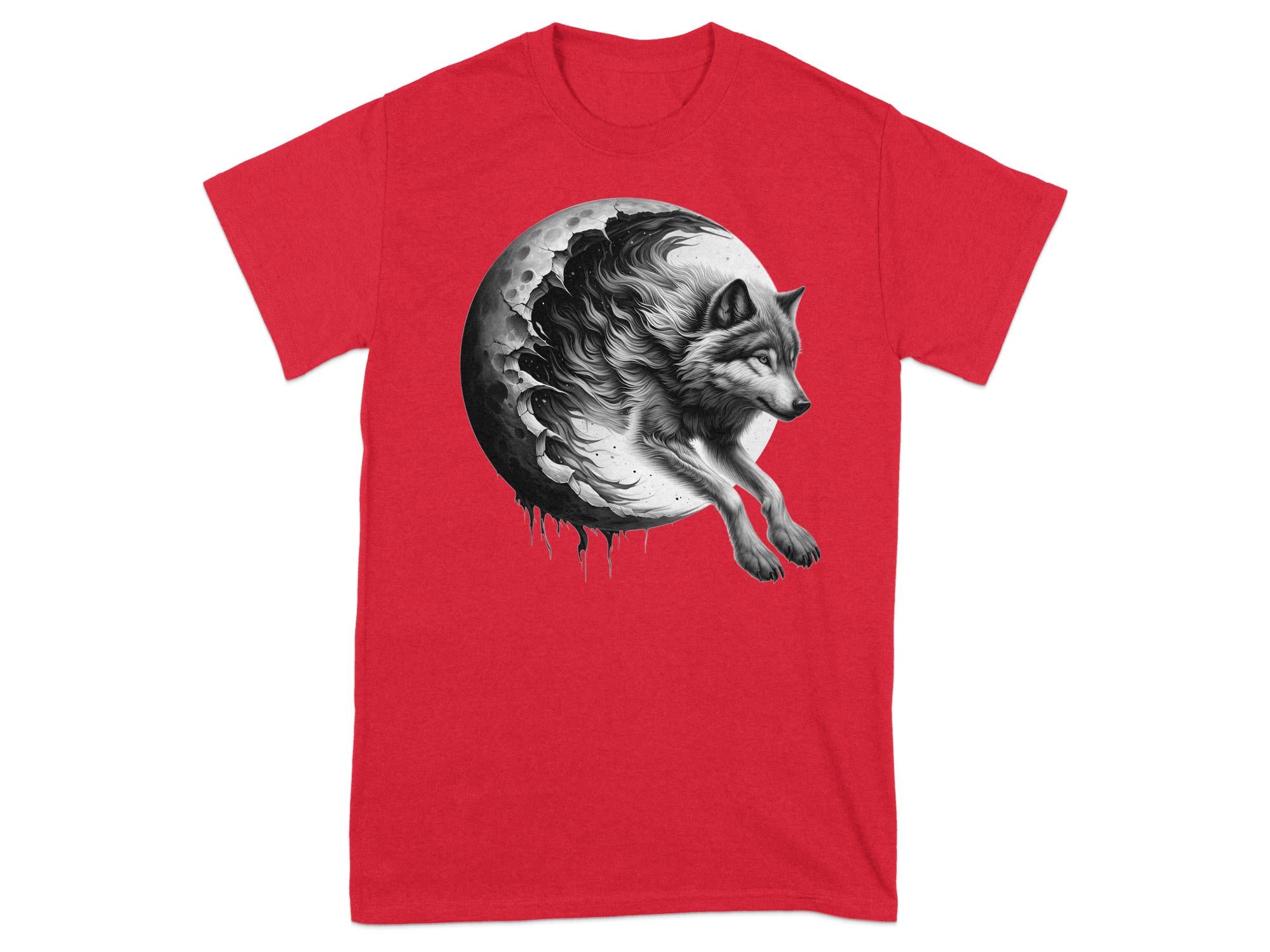 Moon Wolf - Coloured Gildan T-Shirt Realistic Animal Talisman Unisex Mythology Tee Graphic Design