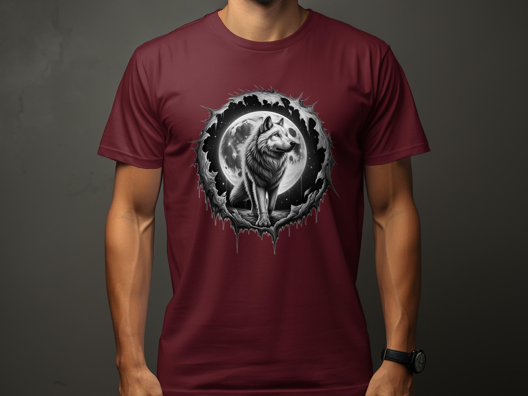 Moon Wolf - Coloured Gildan T-Shirt Realistic Animal Talisman Unisex Mythology Tee Graphic Design