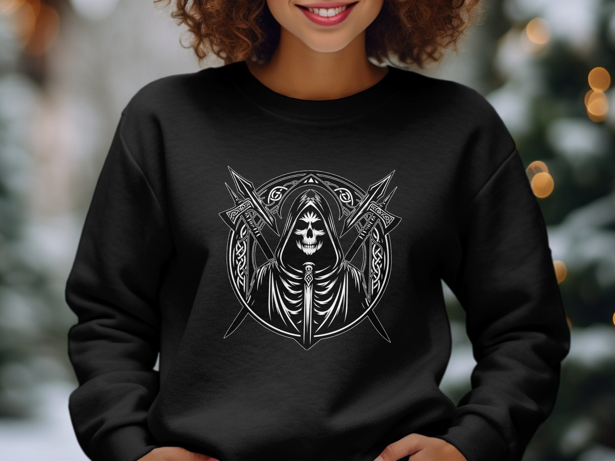 Grim Reaper - Black White Gildan Sweatshirt Commemorative Talisman Unisex Tee Graphic Design