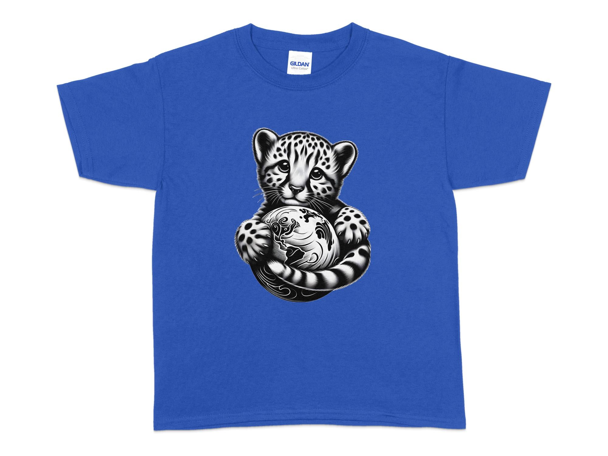 Cheetah World - Coloured Gildan Kids T-Shirt Realistic Animal Talisman Unisex Cute Tee Graphic Design