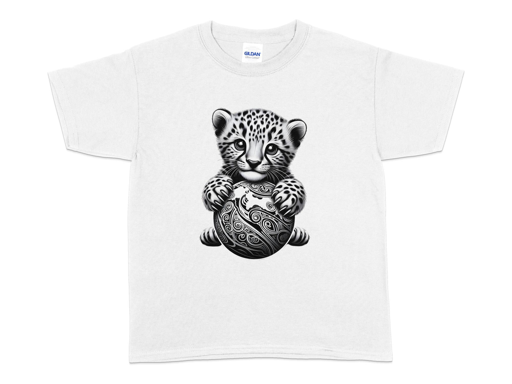 Cheetah World - Coloured Gildan Kids T-Shirt Realistic Animal Talisman Unisex Cute Tee Graphic Design