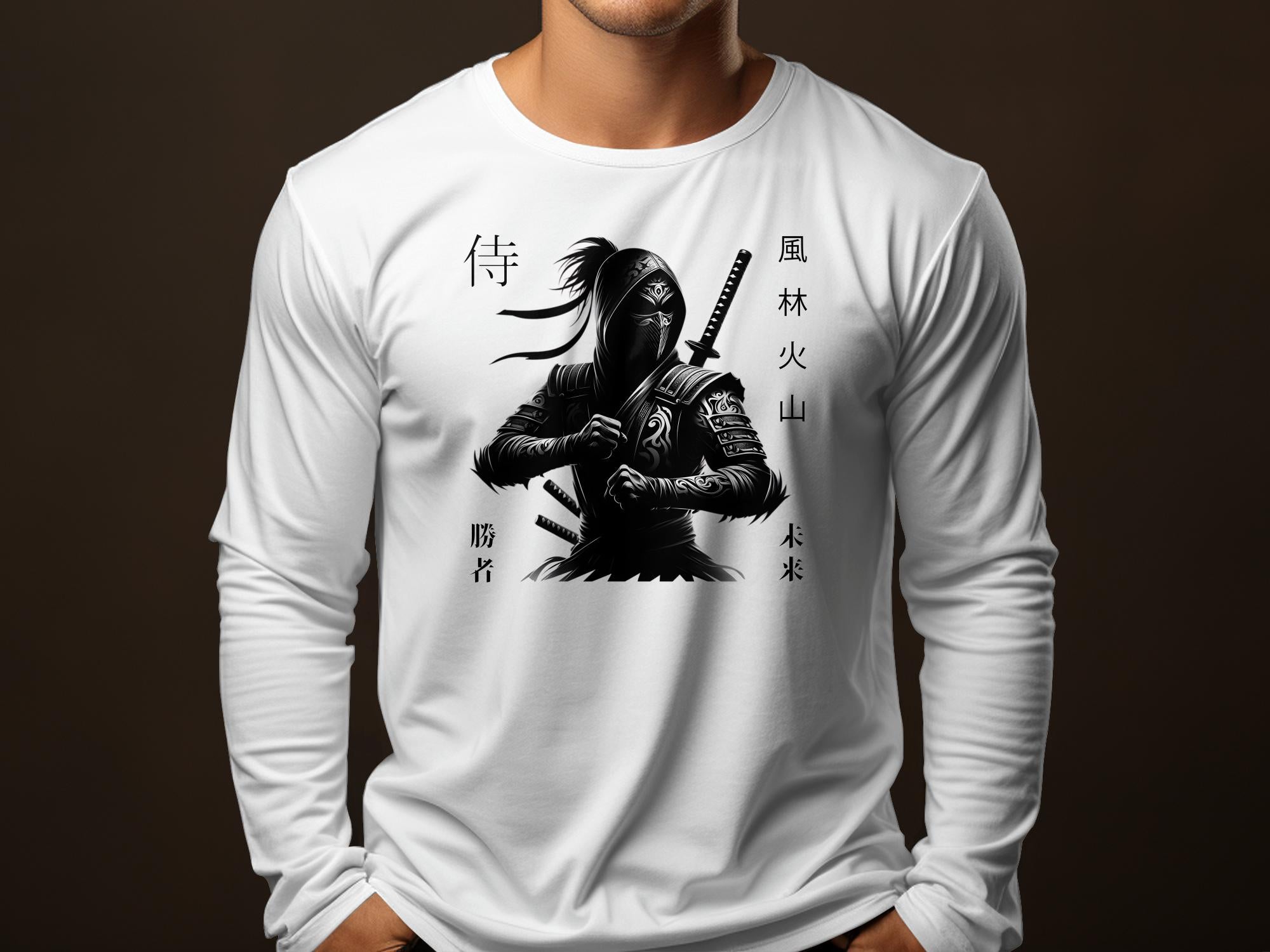 Samurai Ninja - Coloured Gildan Long Sleeve Japanese Talisman Unisex Cultural Symbolic Graphic Design