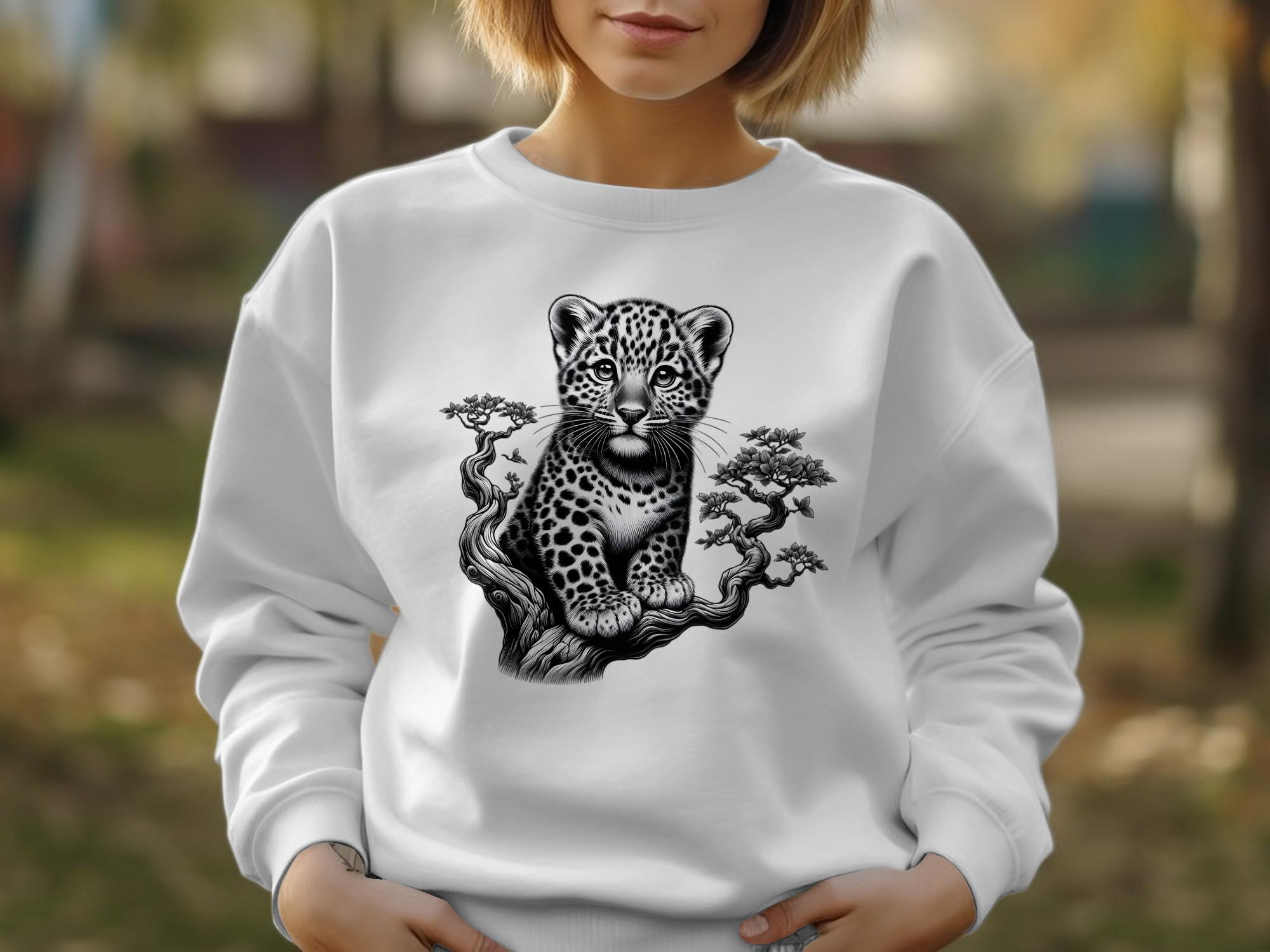 Leopard Bonsai - Coloured Gildan Sweatshirt Realistic Animal Talisman Unisex Cute Tee Graphic Design