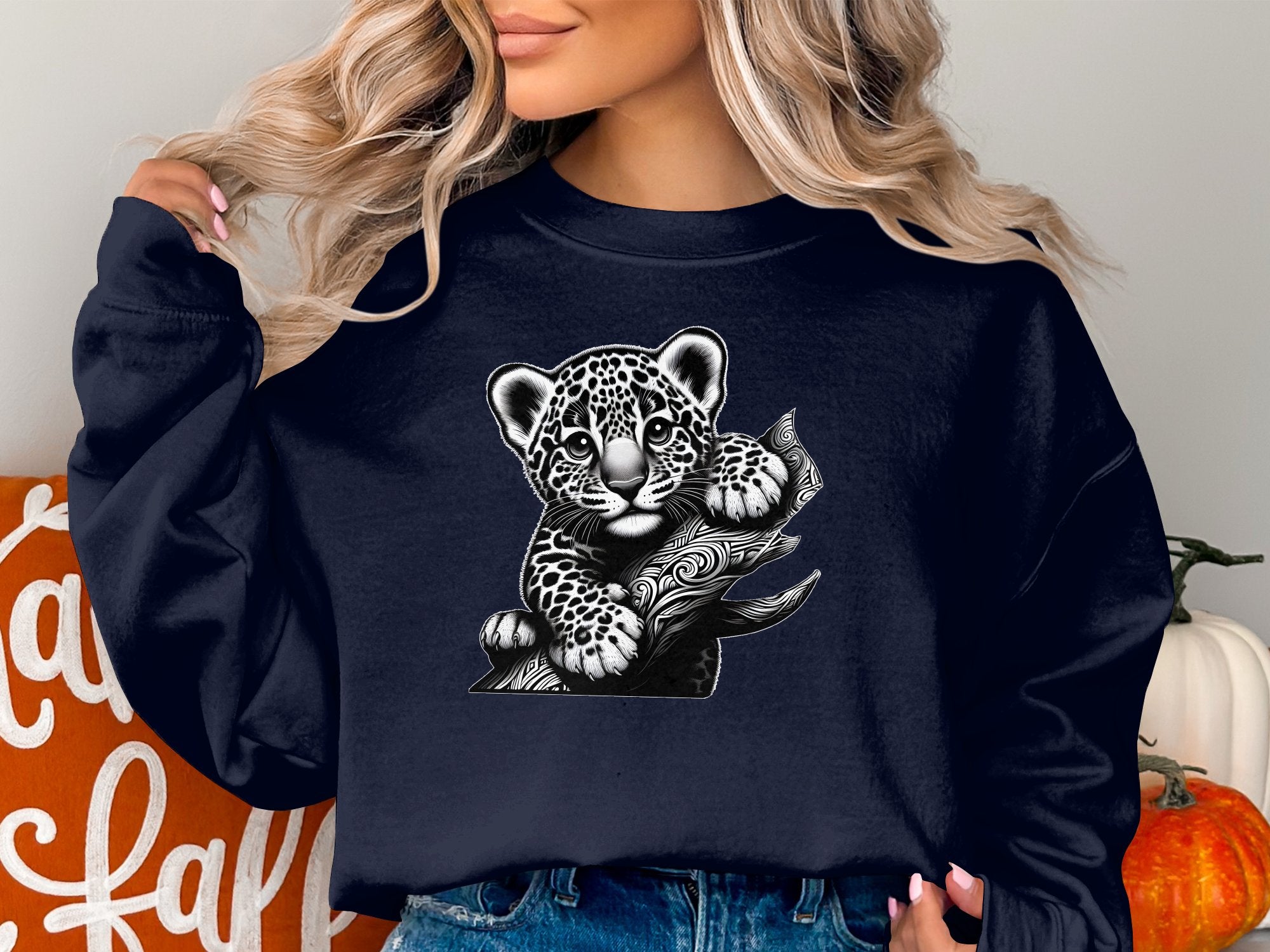 Leopard Bonsai - Coloured Gildan Sweatshirt Realistic Animal Talisman Unisex Cute Tee Graphic Design