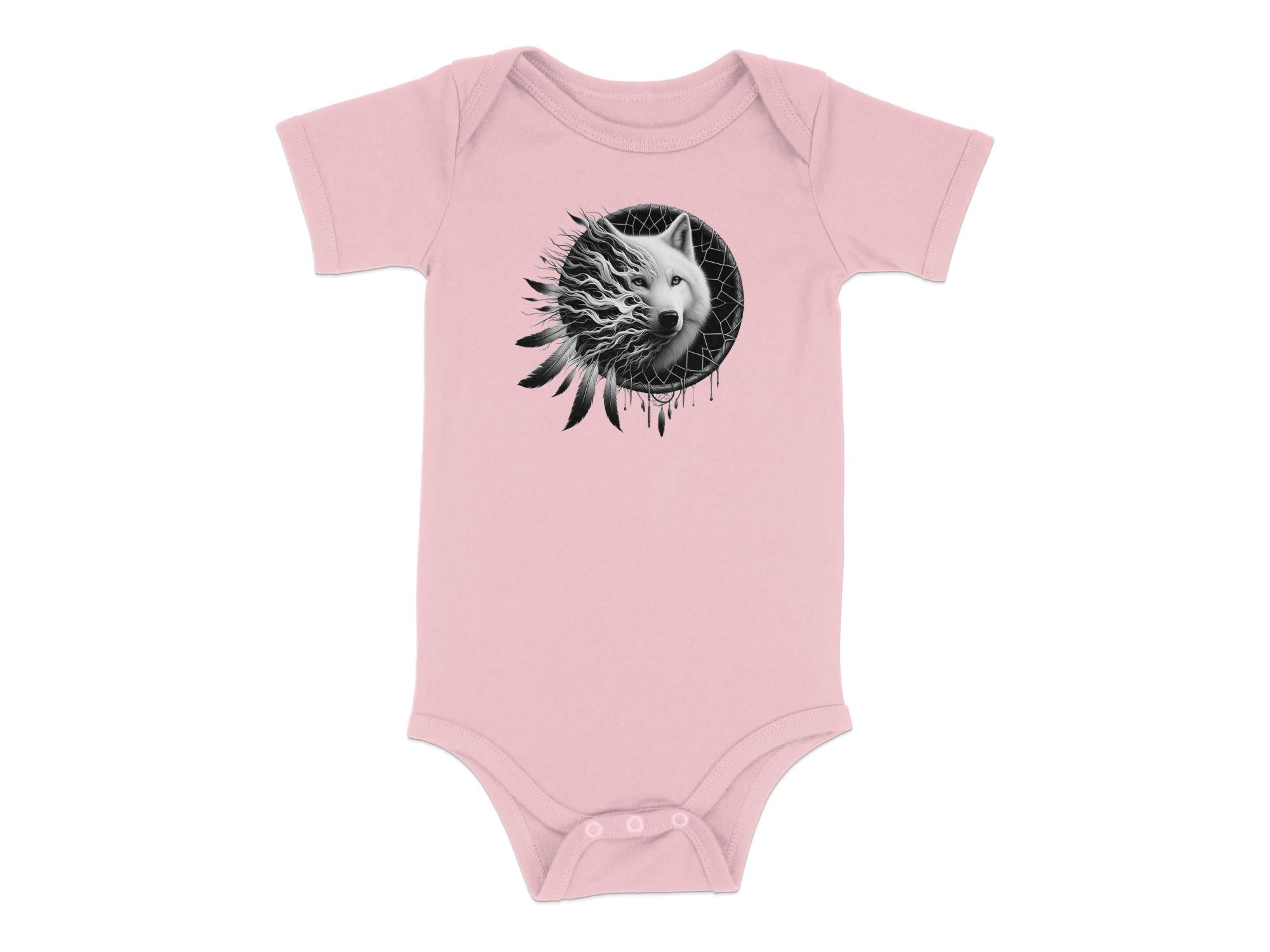 Dreamcatcher Wolf - Coloured Toddler Bodysuit Realistic Native American Talisman Unisex Mythology Tee Graphic Design