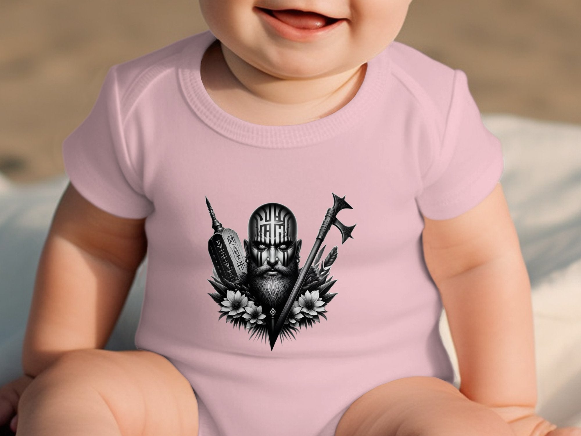 Viking Vigor - Coloured Toddler Bodysuit Realistic Norse Talisman Unisex Valhalla Tee Graphic Design