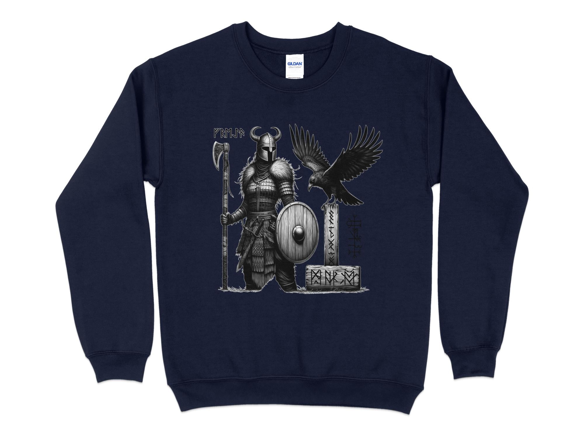 Viking Shield Maiden - Coloured Gildan Sweatshirt Realistic Norse Talisman Men Women Unisex Valhalla Tee Graphic Design