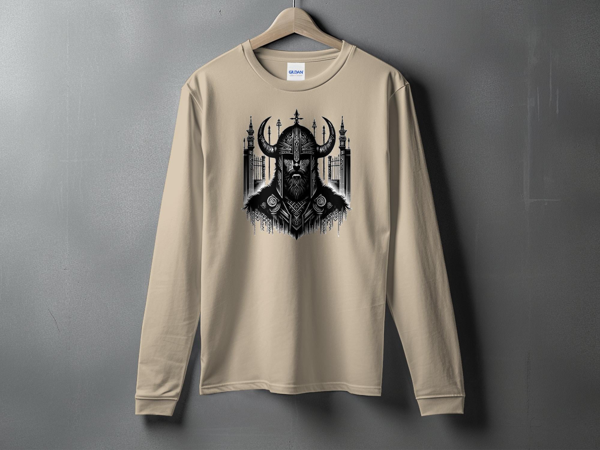 Viking Resolve - Coloured Gildan Long Sleeve Realistic Norse Talisman Men Women Unisex Valhalla Tee Graphic Design