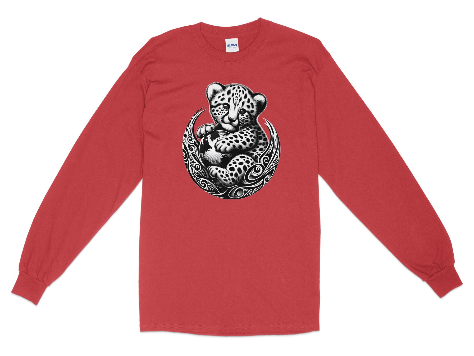 Cheetah World - Coloured Gildan Long Sleeve Realistic Animal Talisman Unisex Cute Tee Graphic Design