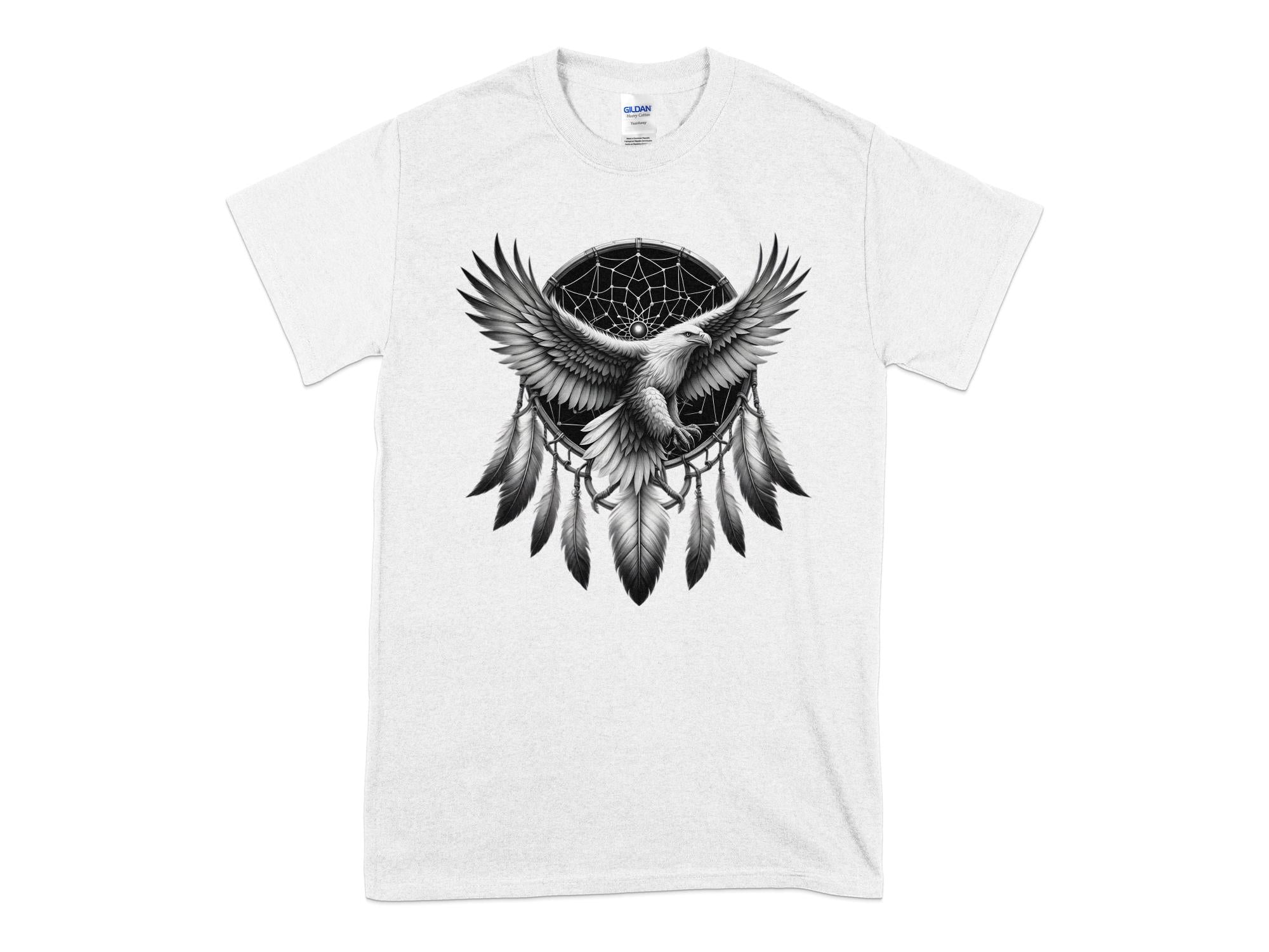 Dreamcatcher Eagle - Coloured Gildan T-Shirt Realistic Native American Talisman Unisex Mythology Tee Graphic Design