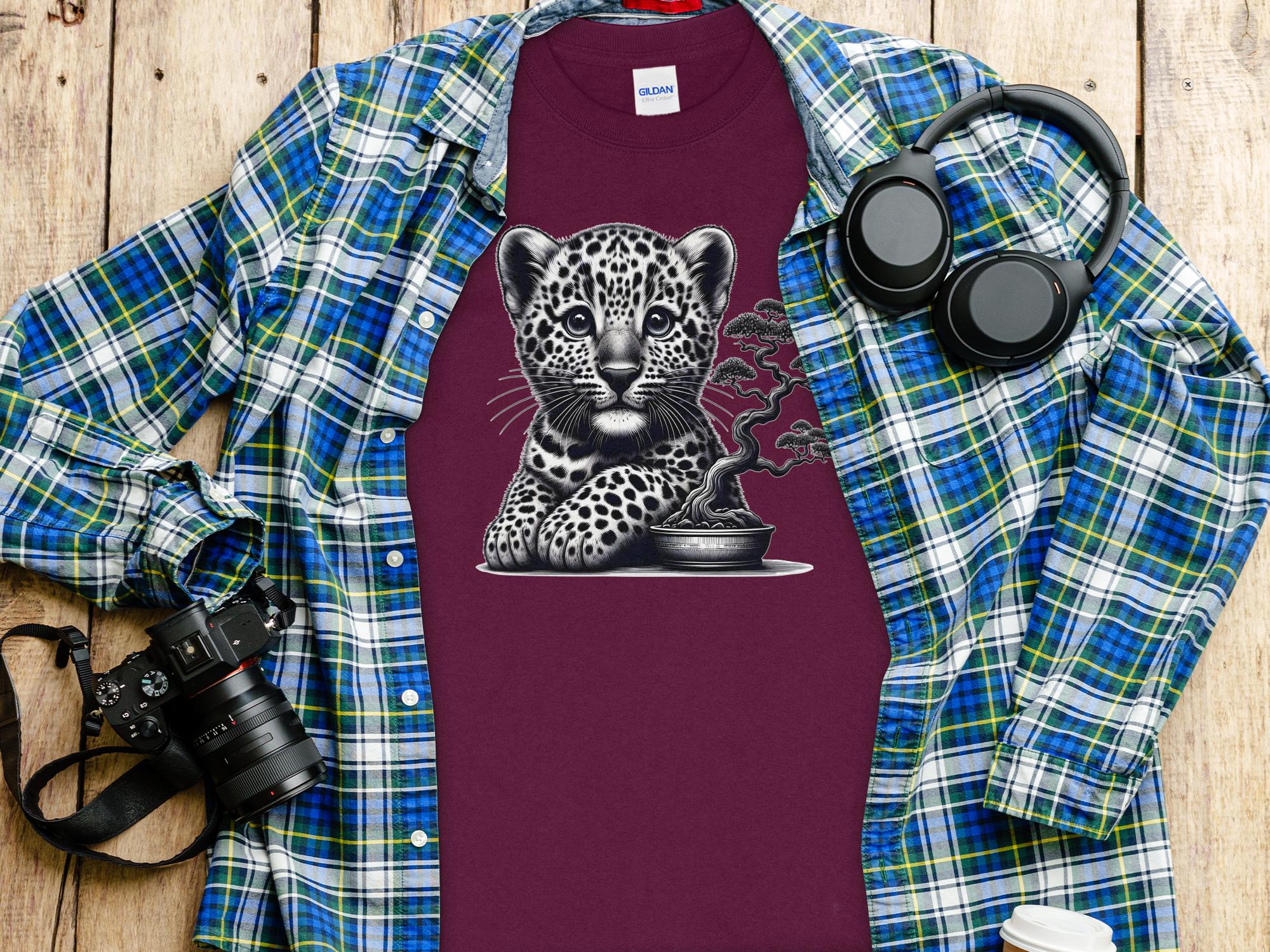 Leopard Bonsai - Coloured Gildan Long Sleeve Realistic Animal Talisman Unisex Cute Tee Graphic Design