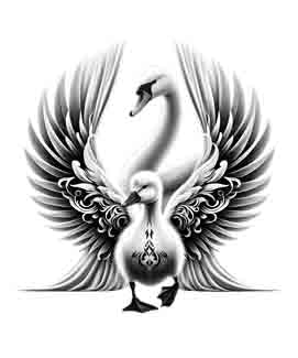 Swan and Cygnet - Digital Art | PNG, JPEG & SVG | Instant Download for Apparel, Décor and Wall Art