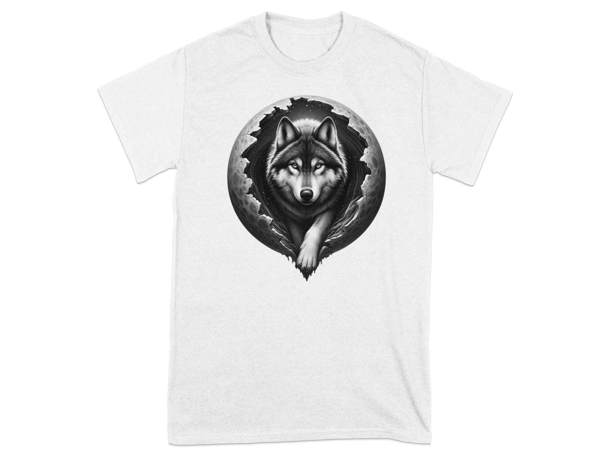 Moon Wolf - Coloured Gildan T-Shirt Realistic Animal Talisman Unisex Mythology Tee Graphic Design