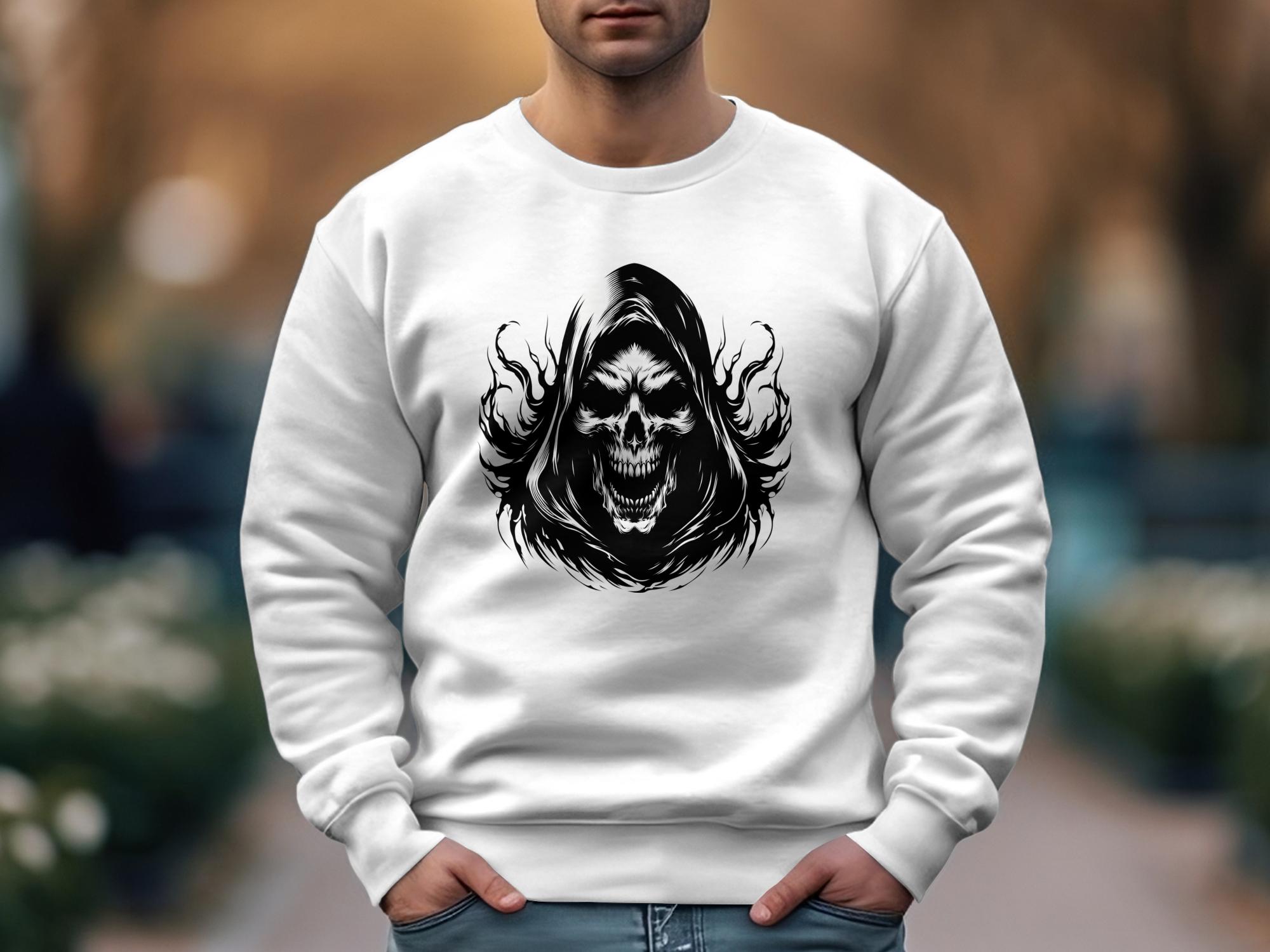 Grim Reaper - Black White Gildan Sweatshirt Commemorative Talisman Unisex Tee Graphic Design