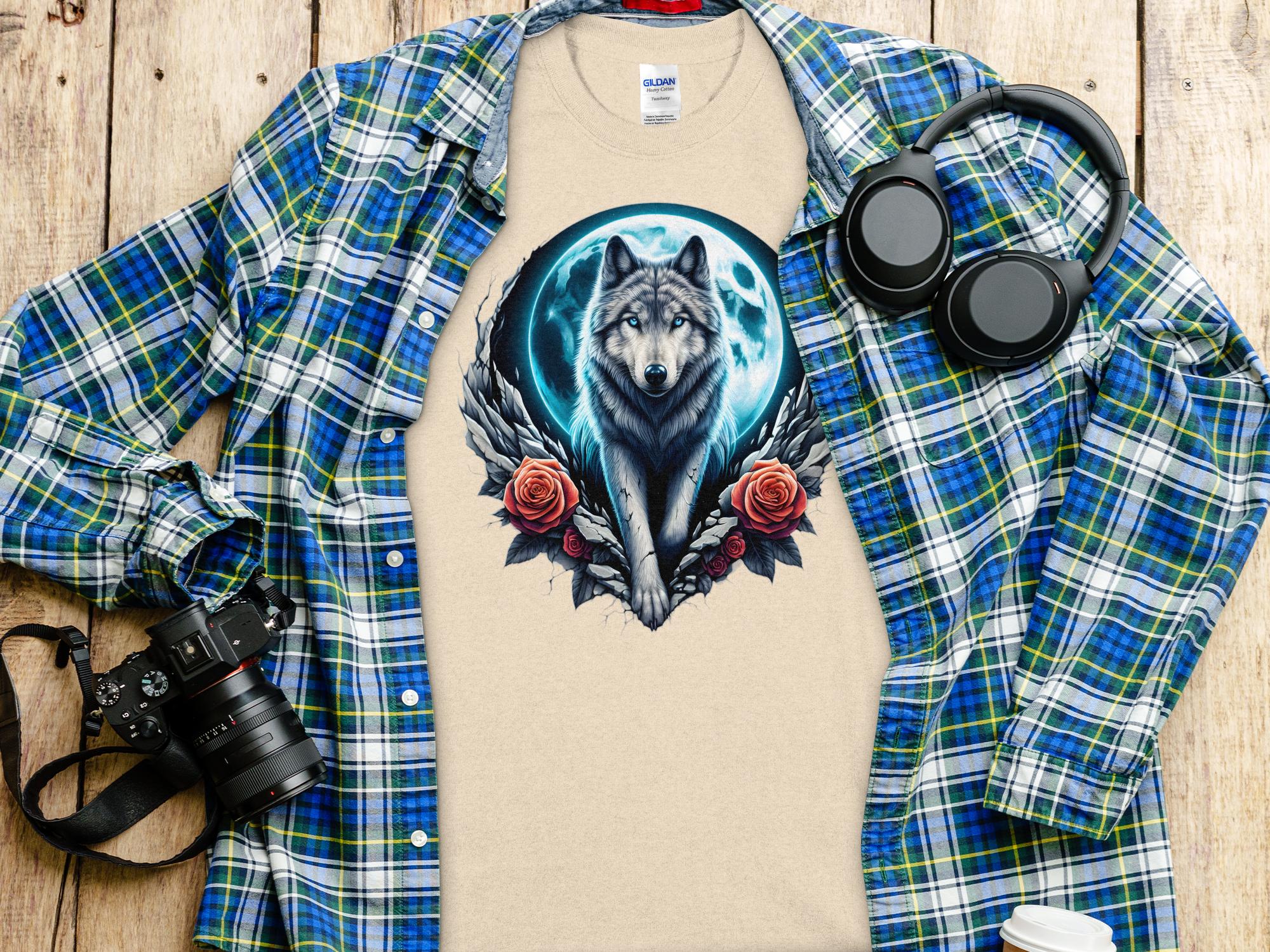 Moon Wolf - T-Shirt Realistic Full Colour Animal Talisman Unisex Mythology Tee Gildan Graphic Design