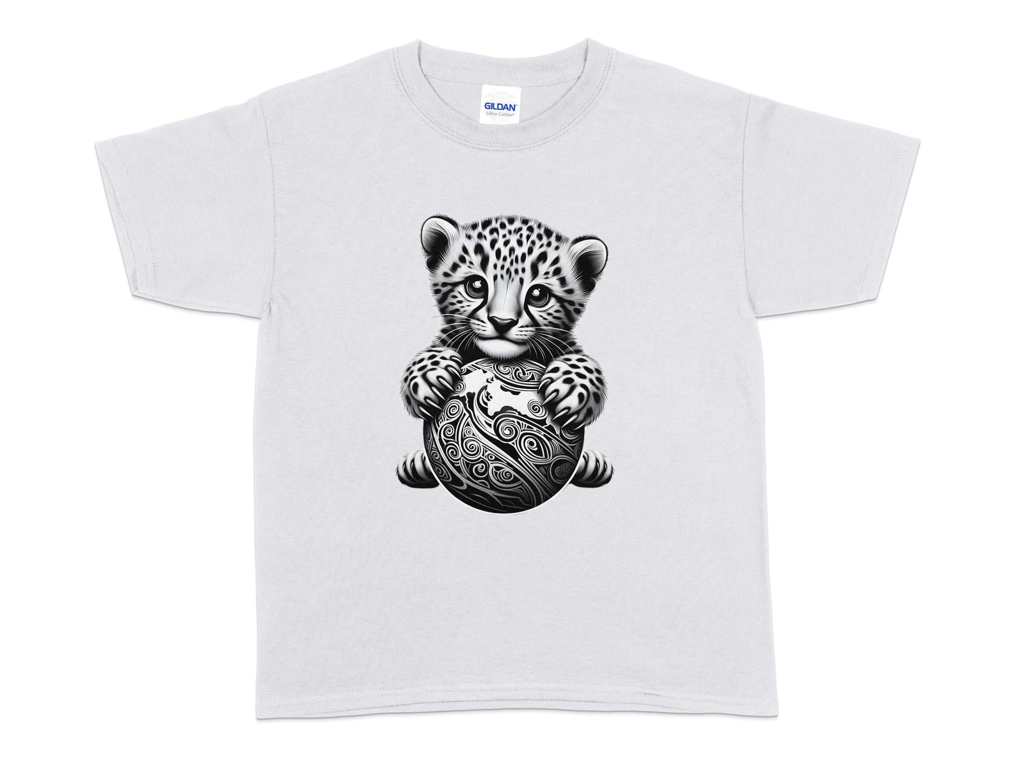 Cheetah World - Coloured Gildan Kids T-Shirt Realistic Animal Talisman Unisex Cute Tee Graphic Design