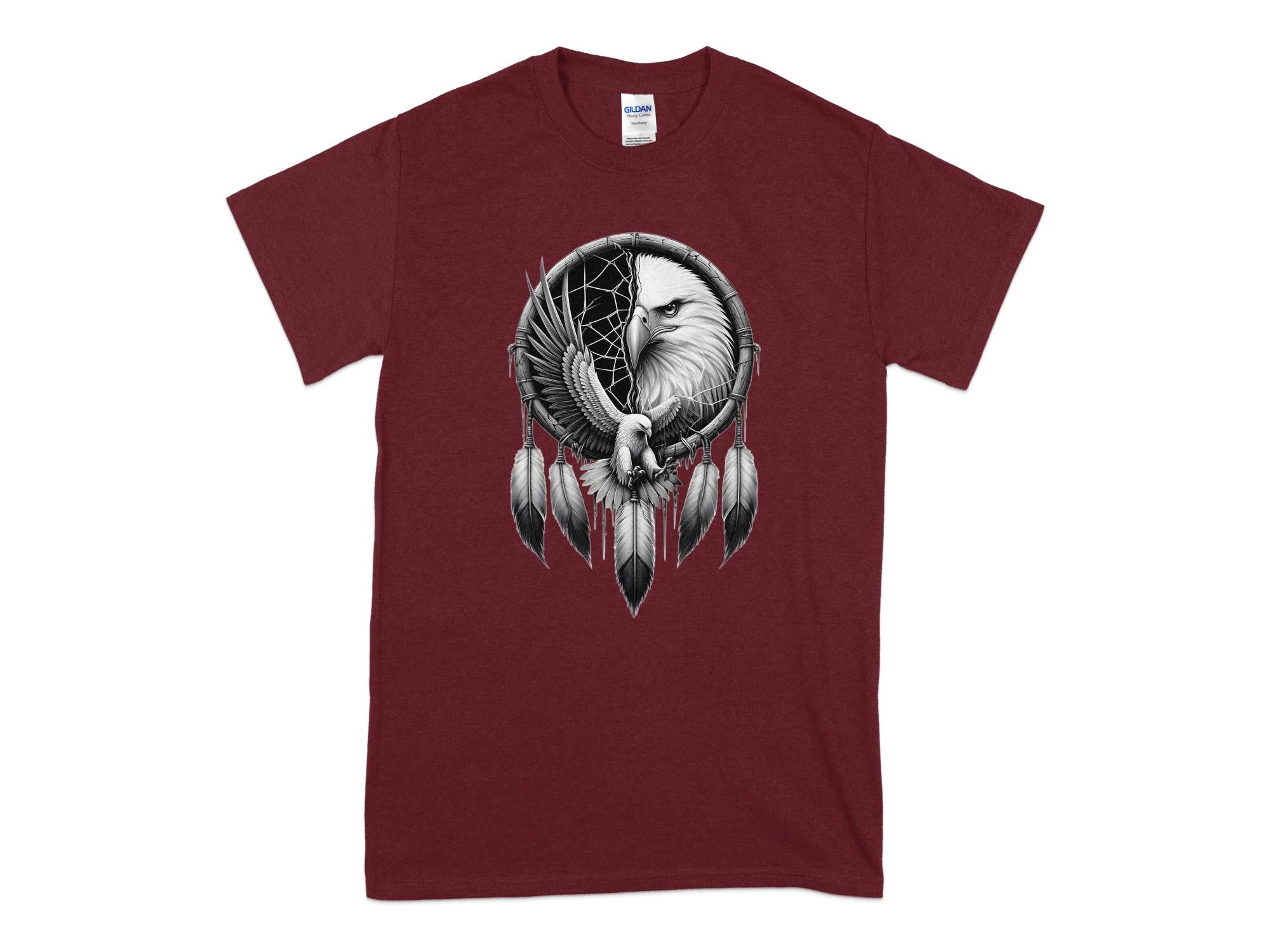 Dreamcatcher Eagle - Coloured Gildan T-Shirt Realistic Native American Talisman Unisex Mythology Tee Graphic Design