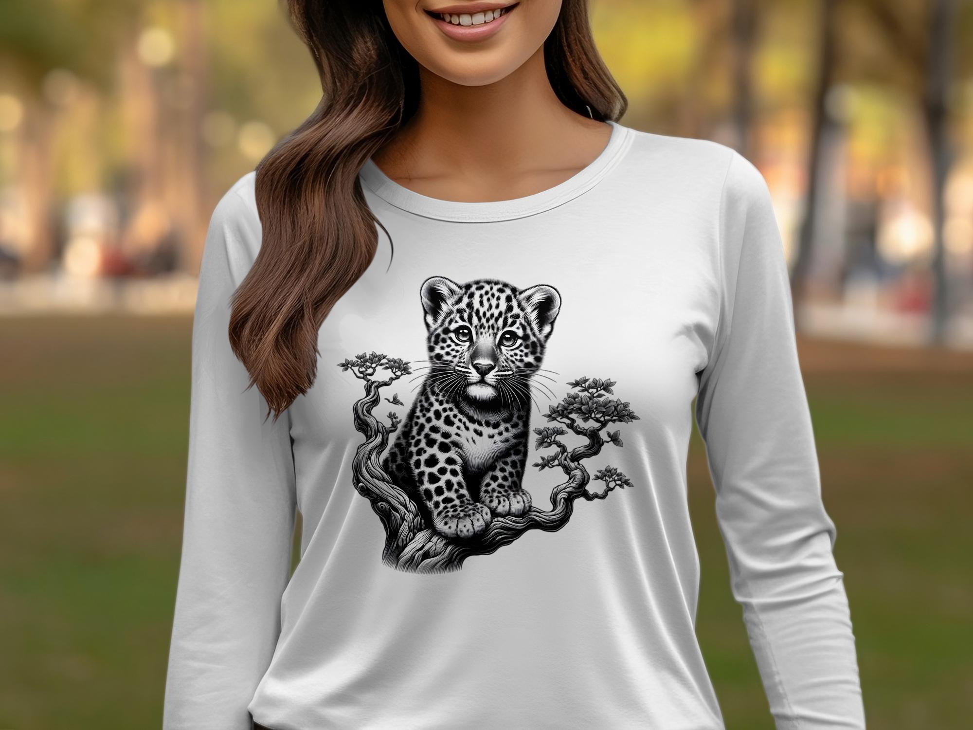 Leopard Bonsai - Coloured Gildan Long Sleeve Realistic Animal Talisman Unisex Cute Tee Graphic Design