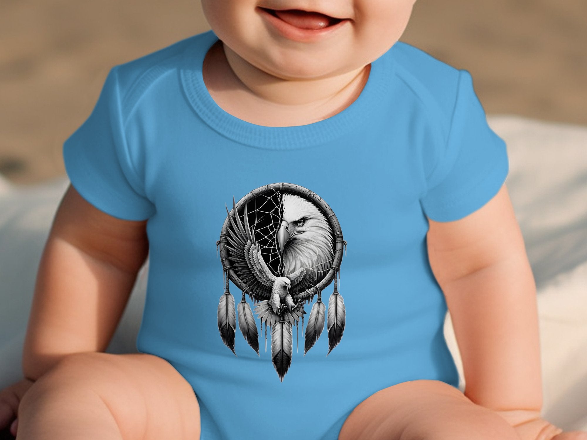 Dreamcatcher Eagle - Coloured Toddler Bodysuit Realistic Native American Talisman Unisex Mythology Tee Graphic Design