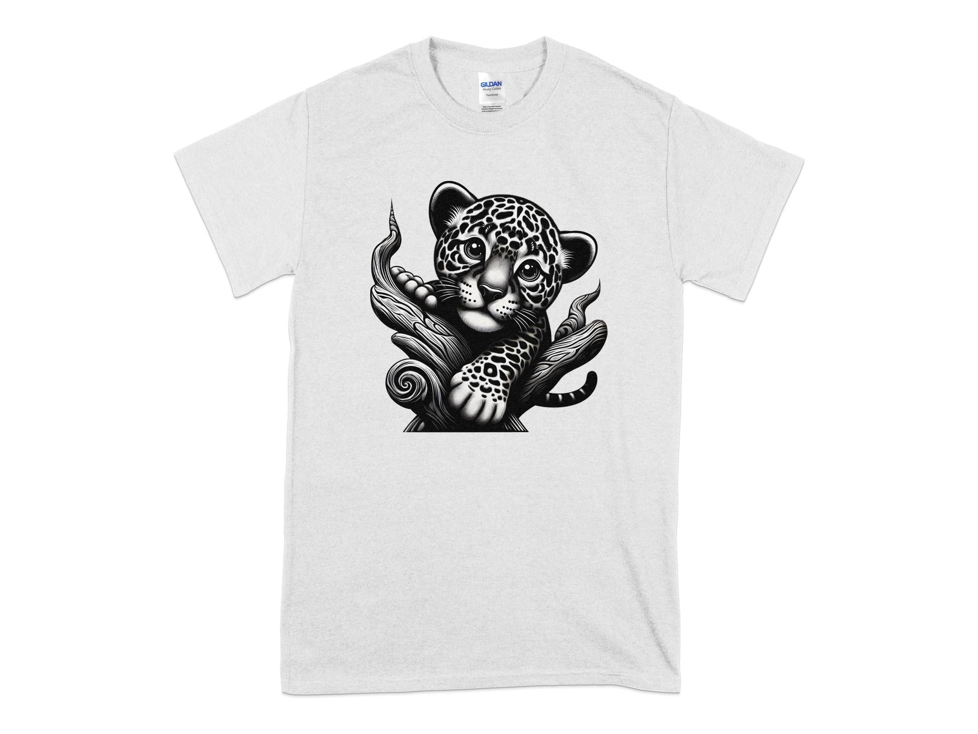 Leopard Bonsai - Coloured Gildan T-Shirt Realistic Animal Talisman Unisex Cute Tee Graphic Design