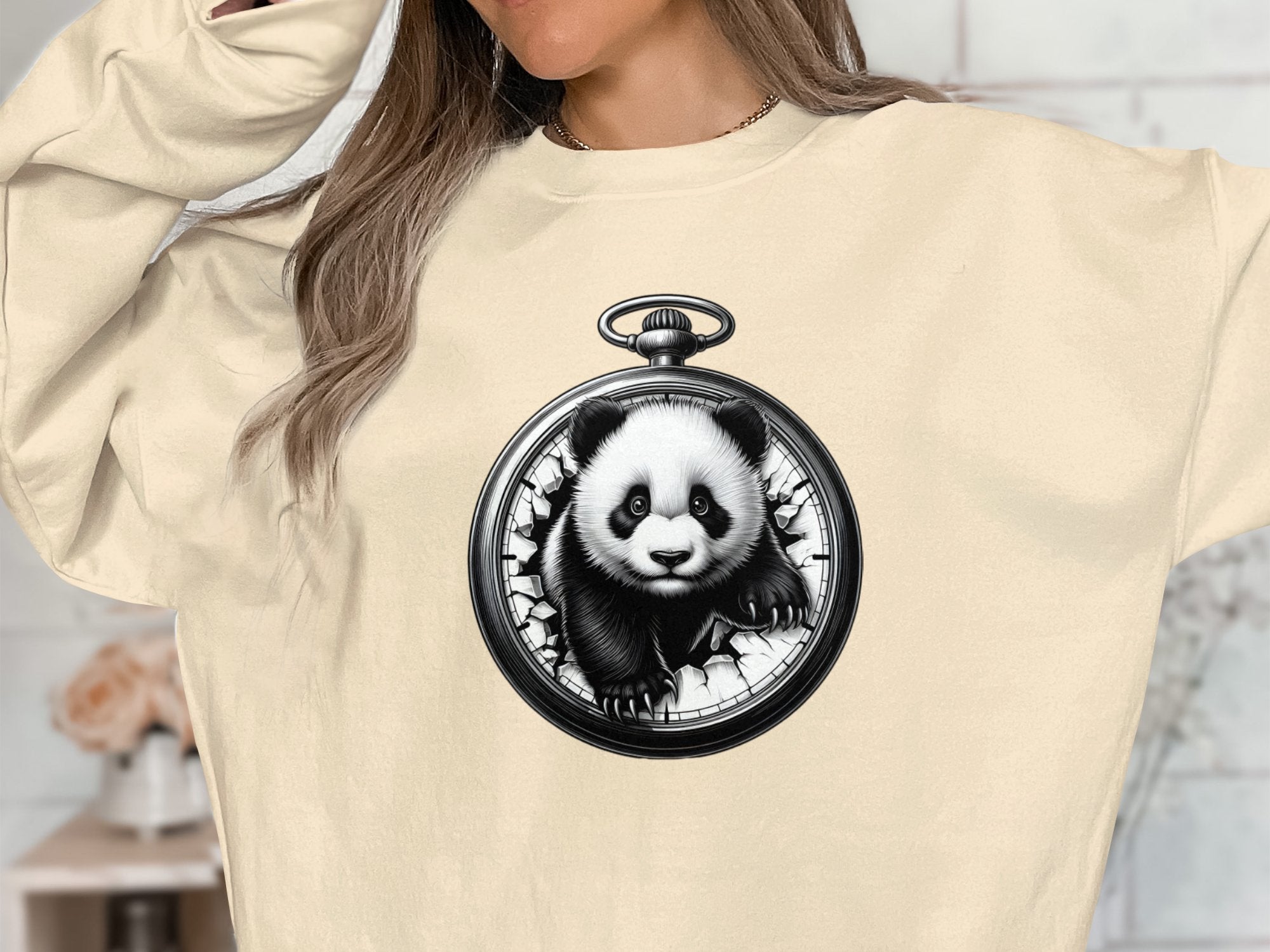 Panda - Coloured Gildan Sweatshirt Realistic Animal Talisman Unisex Cute Tee Graphic Design