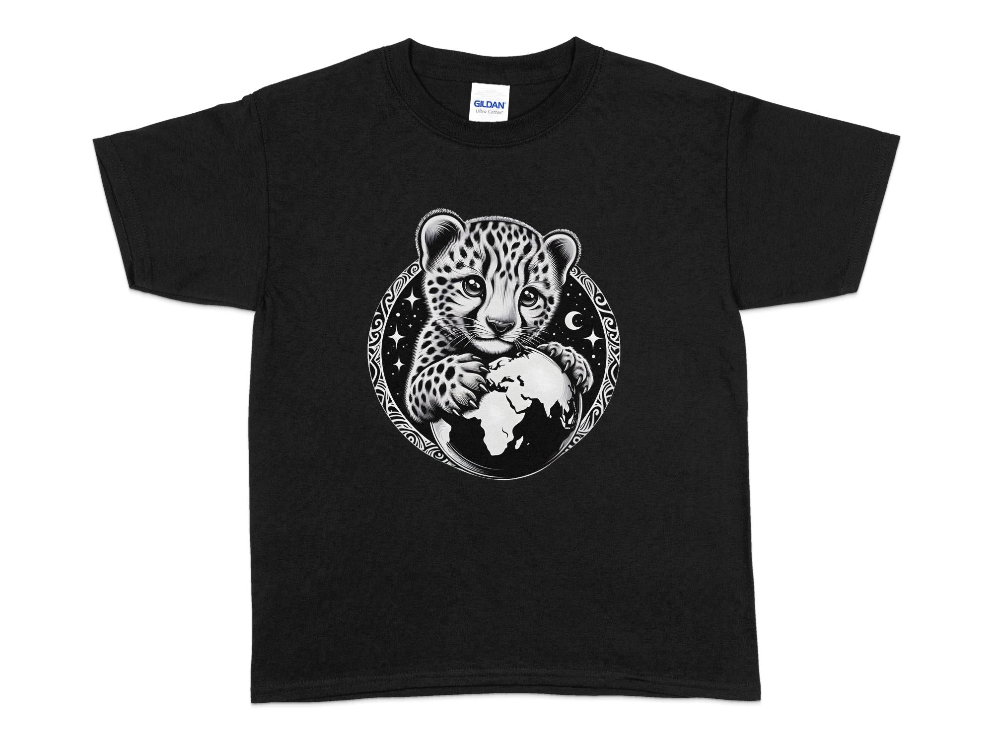 Cheetah World - Coloured Gildan Kids T-Shirt Realistic Animal Talisman Unisex Cute Tee Graphic Design