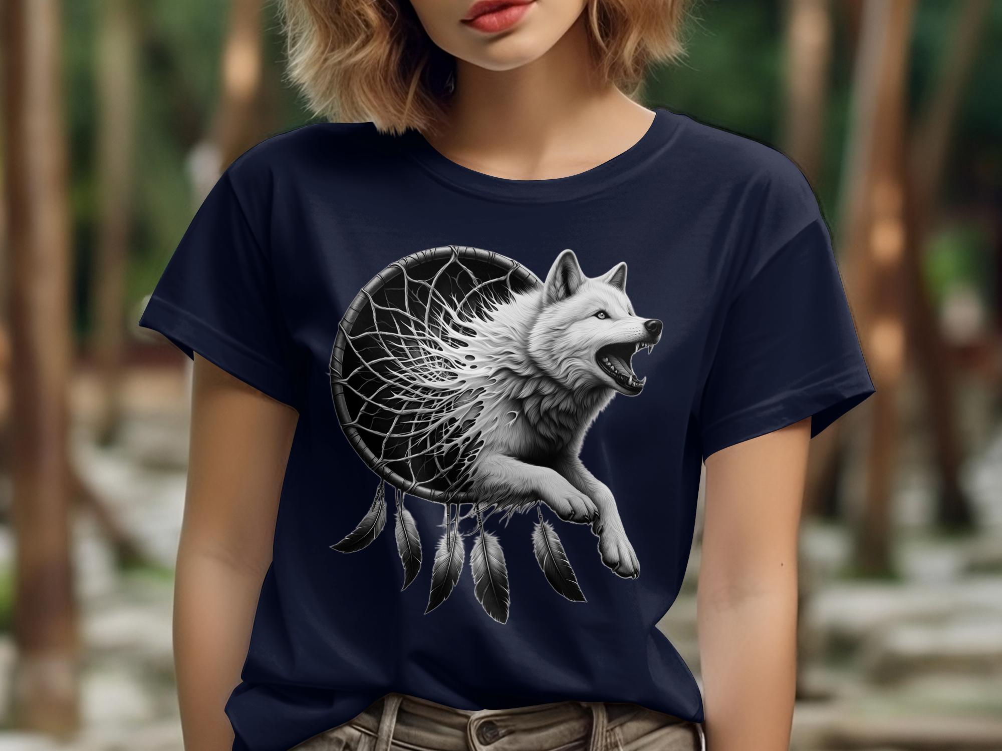 Dreamcatcher Wolf - Coloured Gildan T-Shirt Realistic Native American Talisman Unisex Mythology Tee Graphic Design