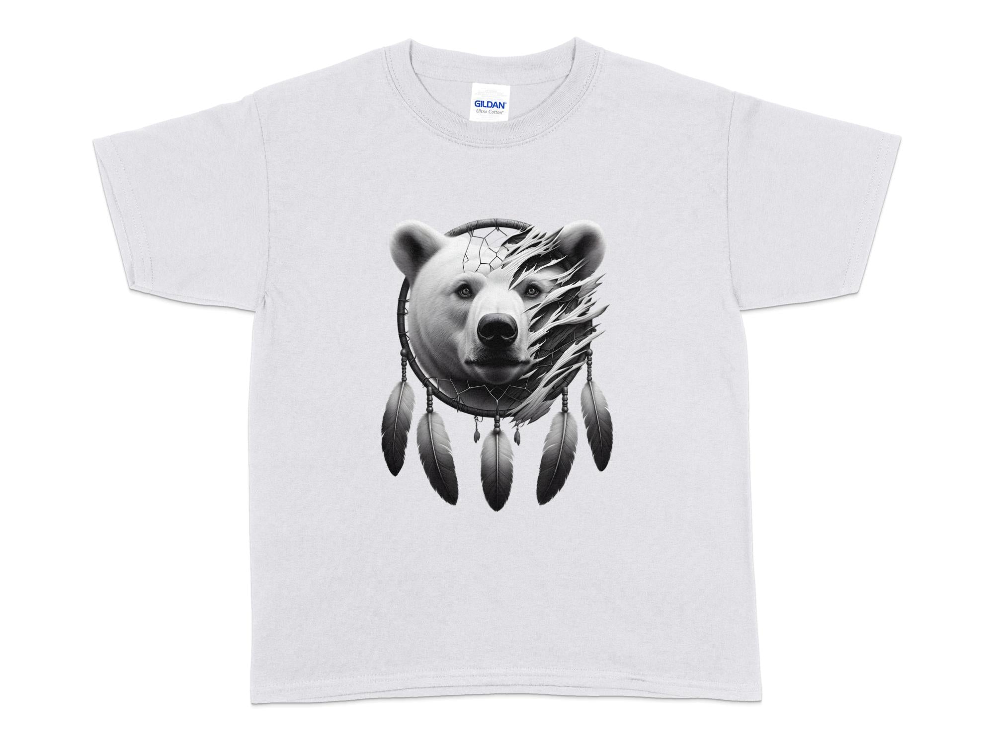 Dreamcatcher Bear - Coloured Gildan Kids T Shirt Realistic Native American Talisman Unisex Mythology Tee Graphic Design