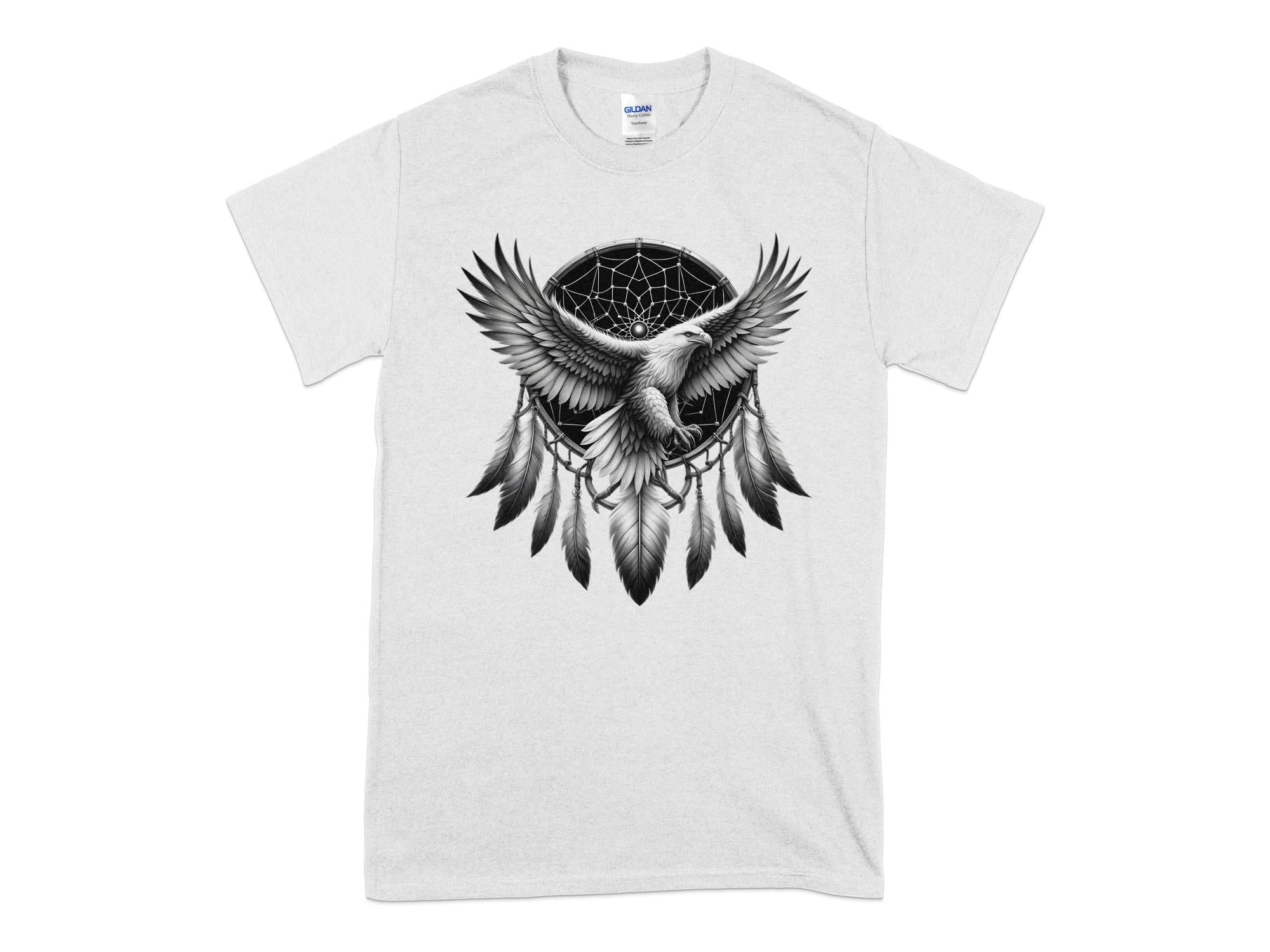 Dreamcatcher Eagle - Coloured Gildan T-Shirt Realistic Native American Talisman Unisex Mythology Tee Graphic Design