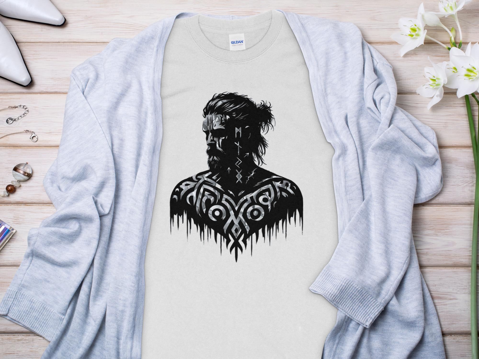 Viking Reflection - Coloured Gildan Long Sleeve  Norse Talisman Men Women Unisex Valhalla Tee