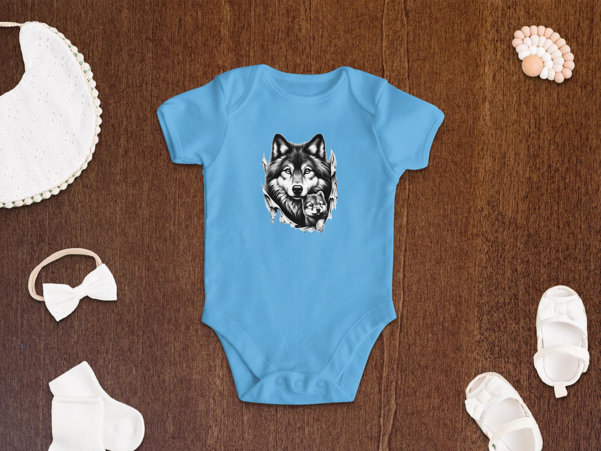 Wolf Mother and Cub - Coloured Toddler Bodysuit Family Talisman Unisex Tee Graphic Design