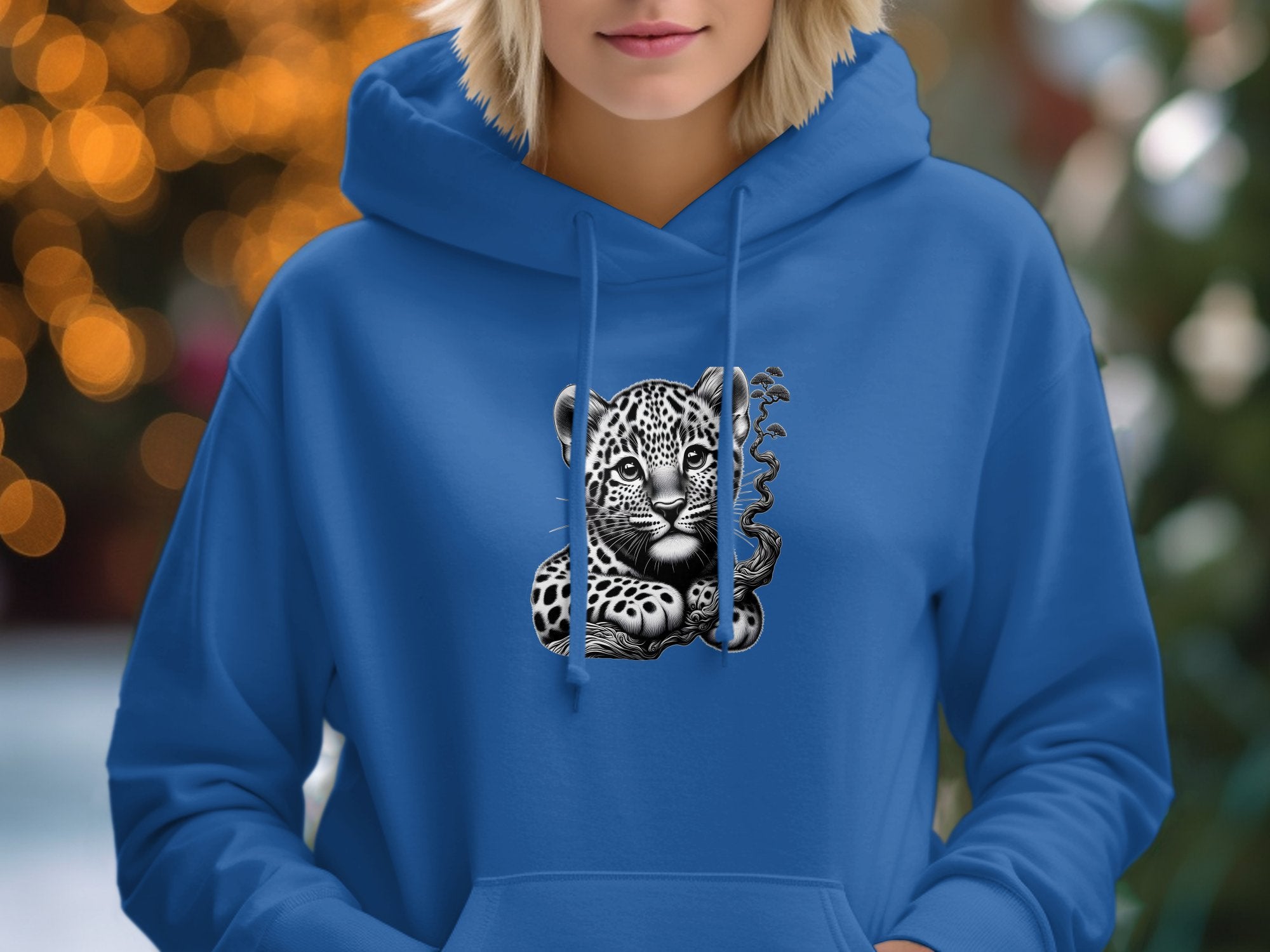 Leopard Bonsai - Coloured Gildan Hoodie Realistic Animal Talisman Unisex Cute Tee Graphic Design