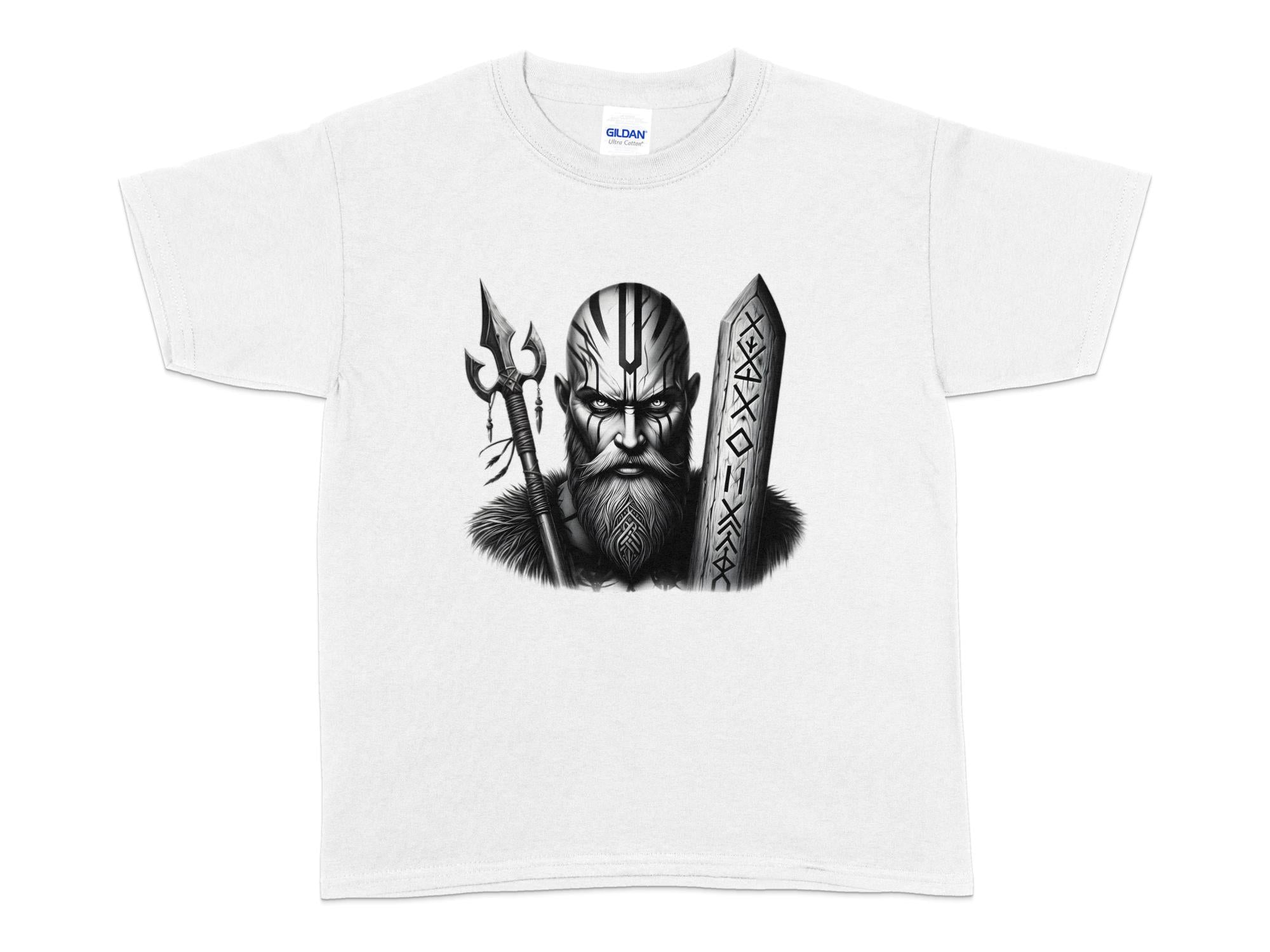 Viking Strength - Coloured Gildan Kids T-Shirt Realistic Norse Talisman Unisex Valhalla Tee Graphic Design