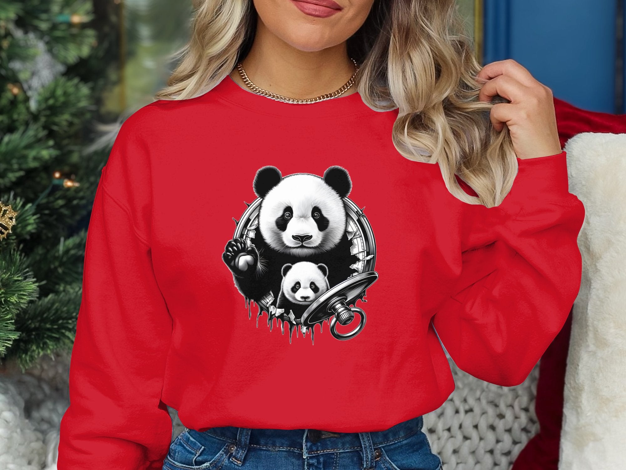 Panda - Coloured Gildan Sweatshirt Realistic Animal Talisman Unisex Cute Tee Graphic Design