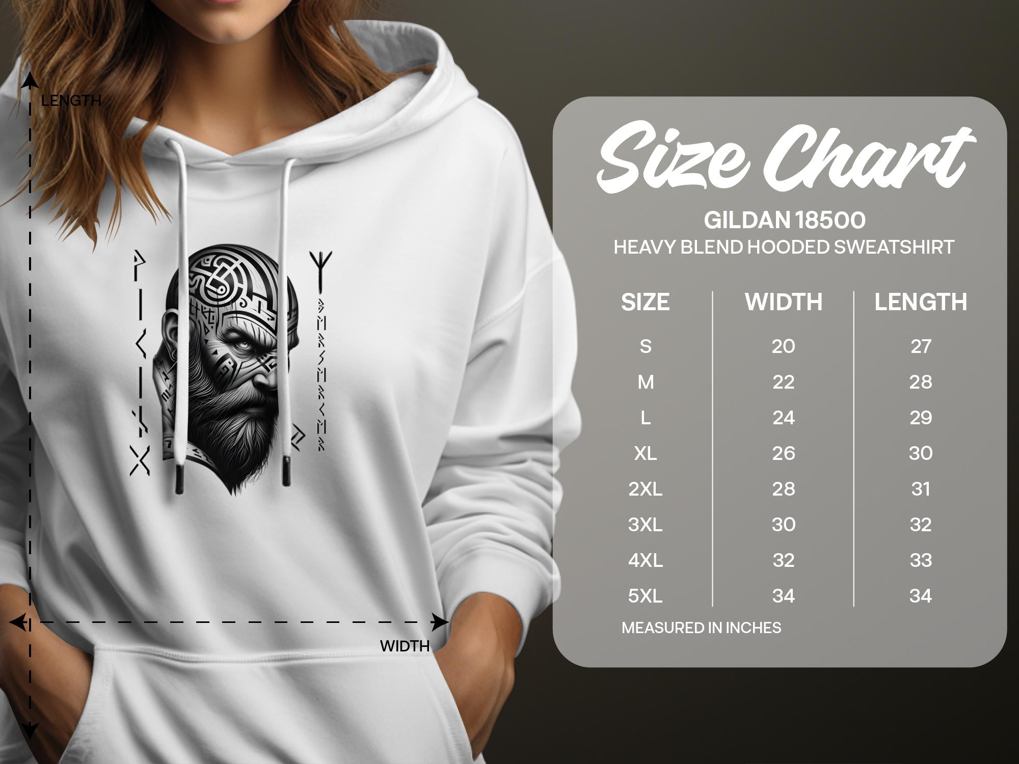 Viking Focus - Coloured Gildan Hoodie Realistic Norse Talisman Men Women Unisex Valhalla Tee Graphic Design