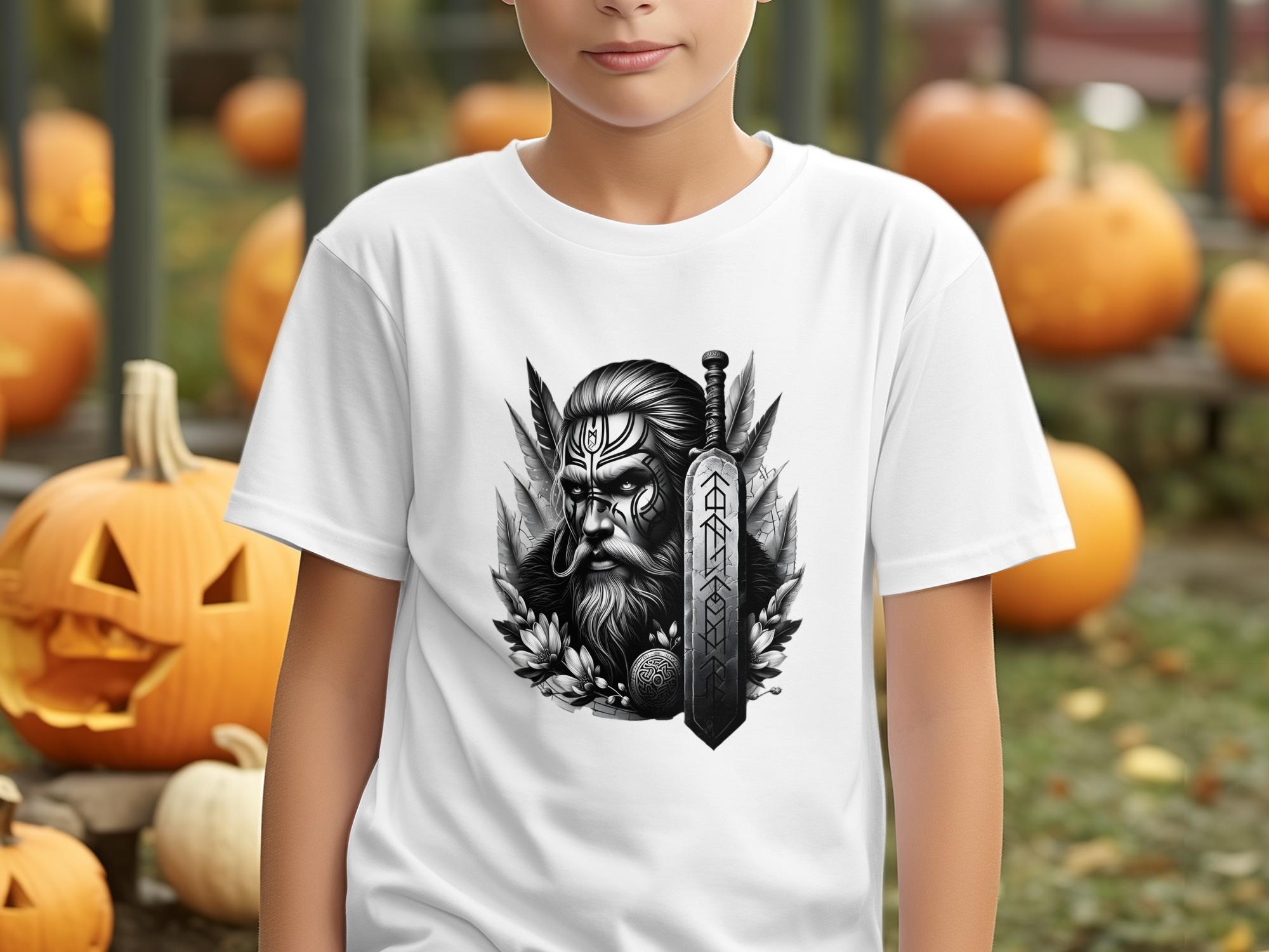 Viking Valiant - Coloured Gildan Kids T-Shirt Realistic Norse Talisman Unisex Valhalla Tee Graphic Design