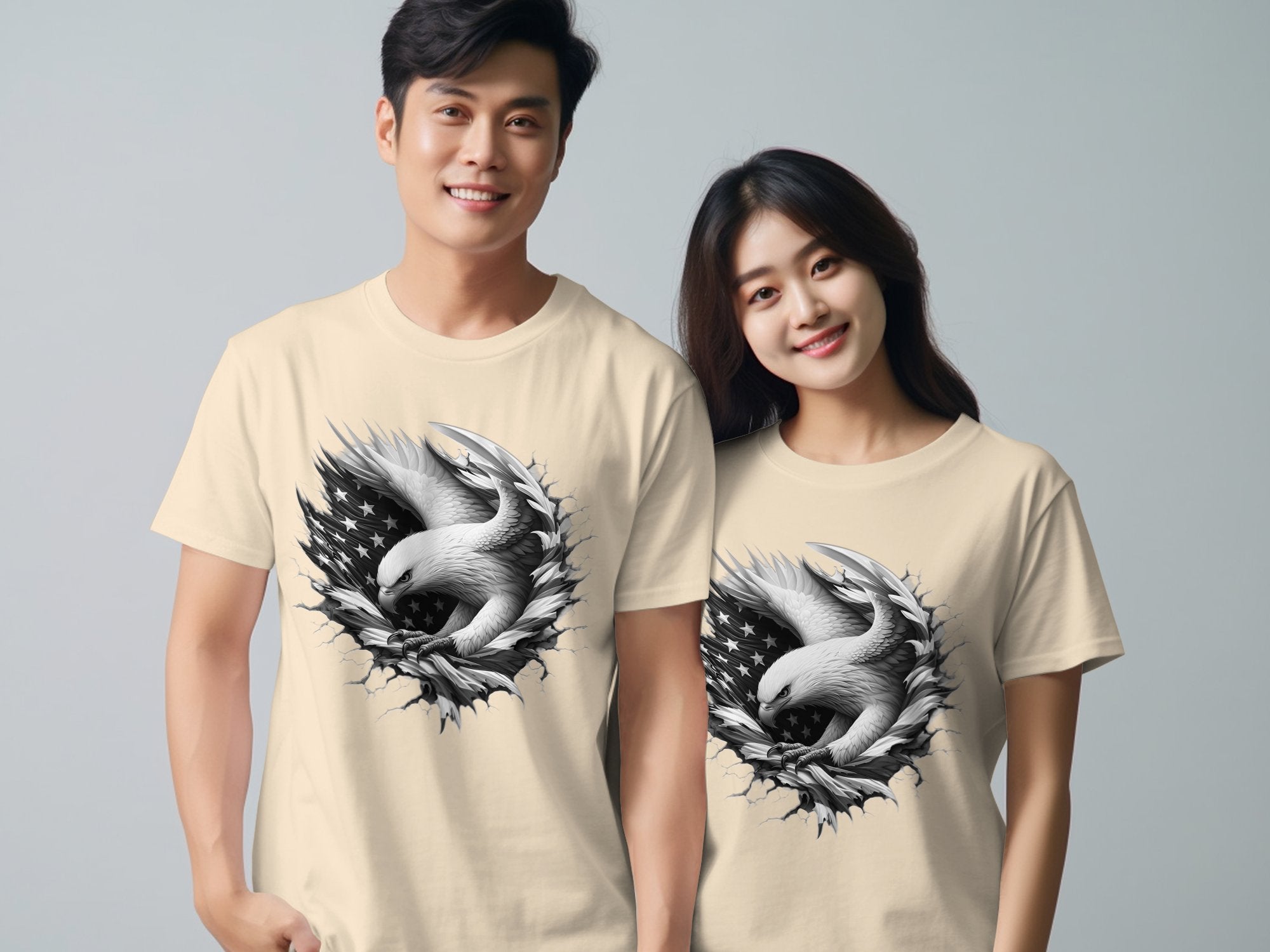 Eagle Patriot - Coloured Gildan T-Shirt Realistic Animal Talisman Unisex Tee Graphic Design