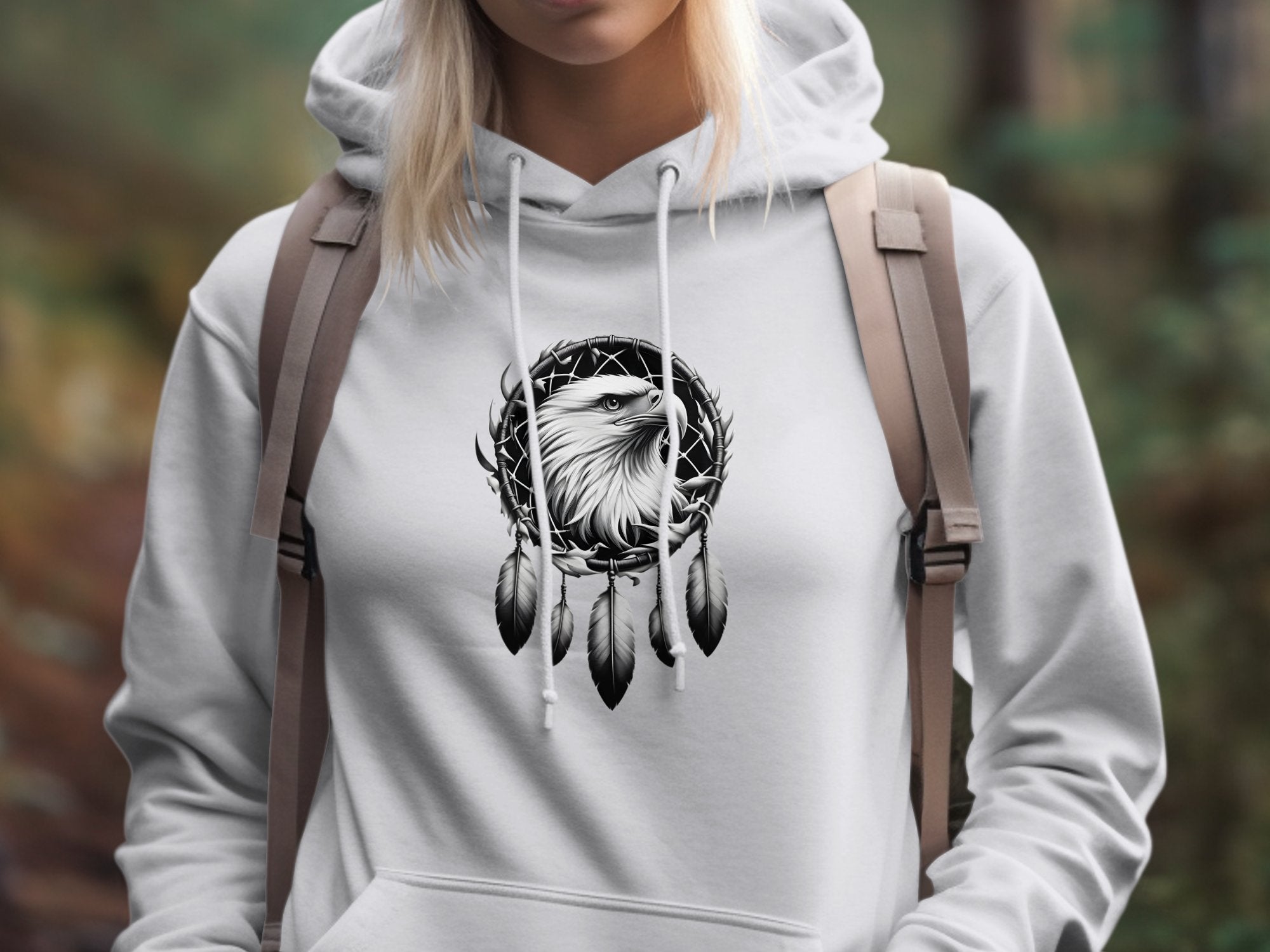 Dreamcatcher Eagle - Coloured Gildan Hoodie Realistic Native American Talisman Unisex Mythology Tee Graphic Design