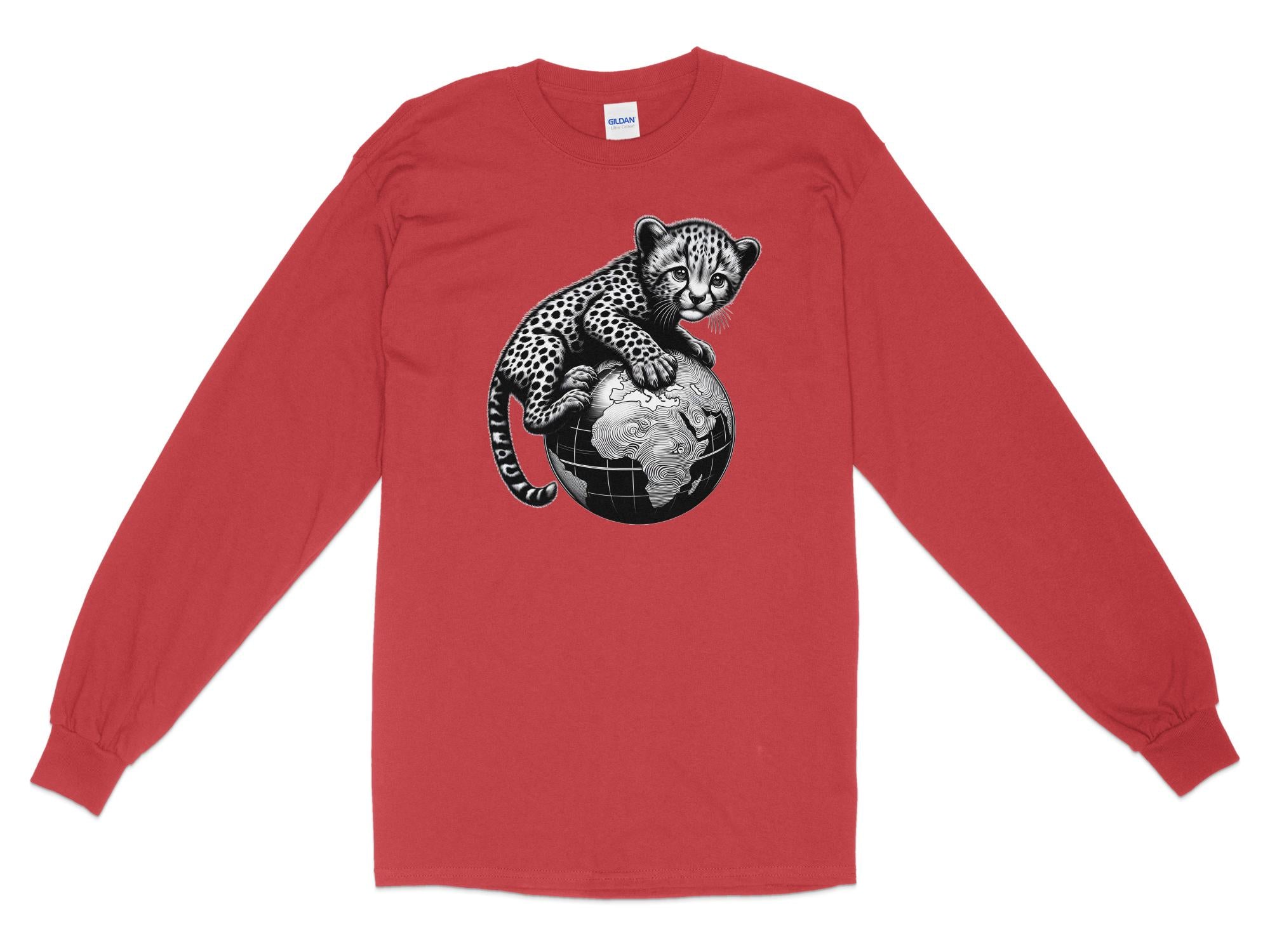 Cheetah World - Coloured Gildan Long Sleeve Realistic Animal Talisman Unisex Cute Tee Graphic Design