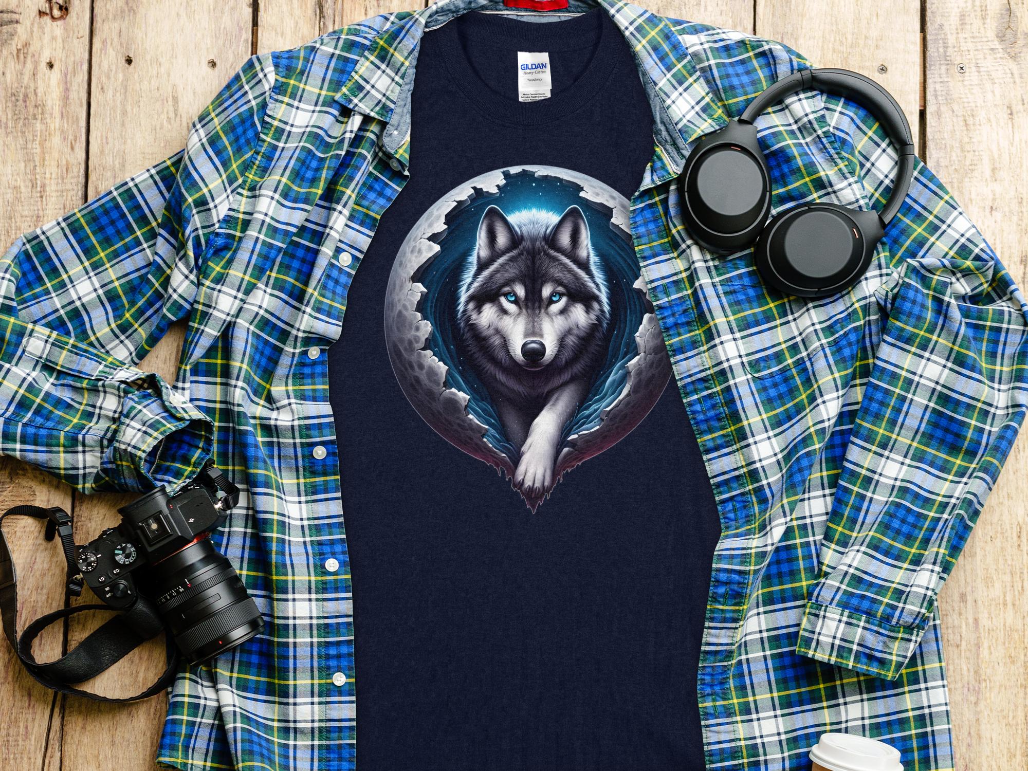 Moon Wolf - T-Shirt Realistic Full Colour Animal Talisman Unisex Mythology Tee Gildan Graphic Design