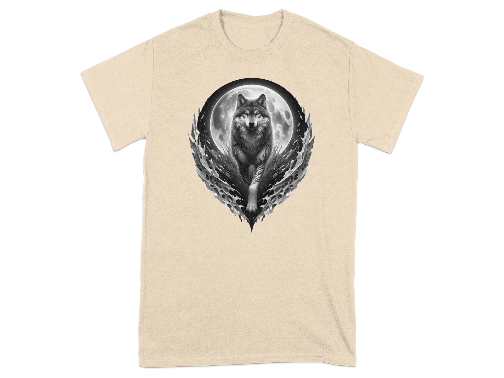 Moon Wolf - Coloured Gildan T-Shirt Realistic Animal Talisman Unisex Mythology Tee Graphic Design