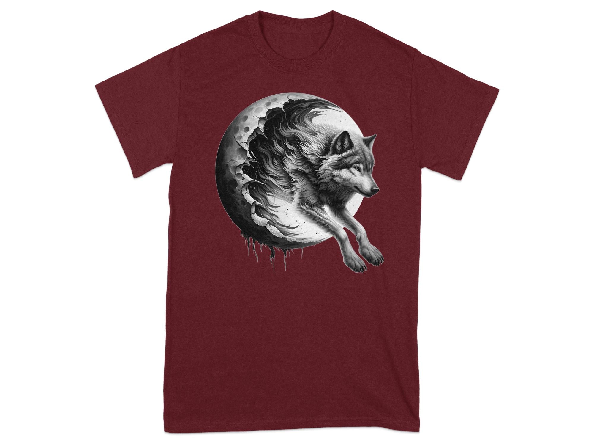 Moon Wolf - Coloured Gildan T-Shirt Realistic Animal Talisman Unisex Mythology Tee Graphic Design