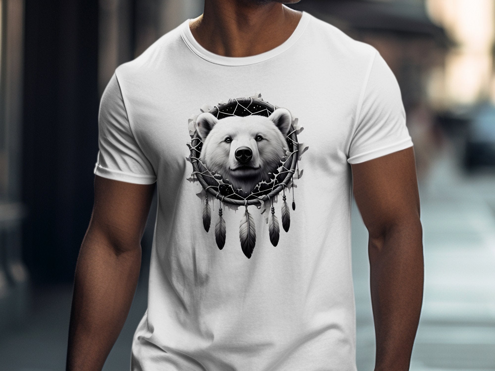 Dreamcatcher Bear - Coloured Gildan T-Shirt Realistic Native American Talisman Unisex Mythology Tee Graphic Design