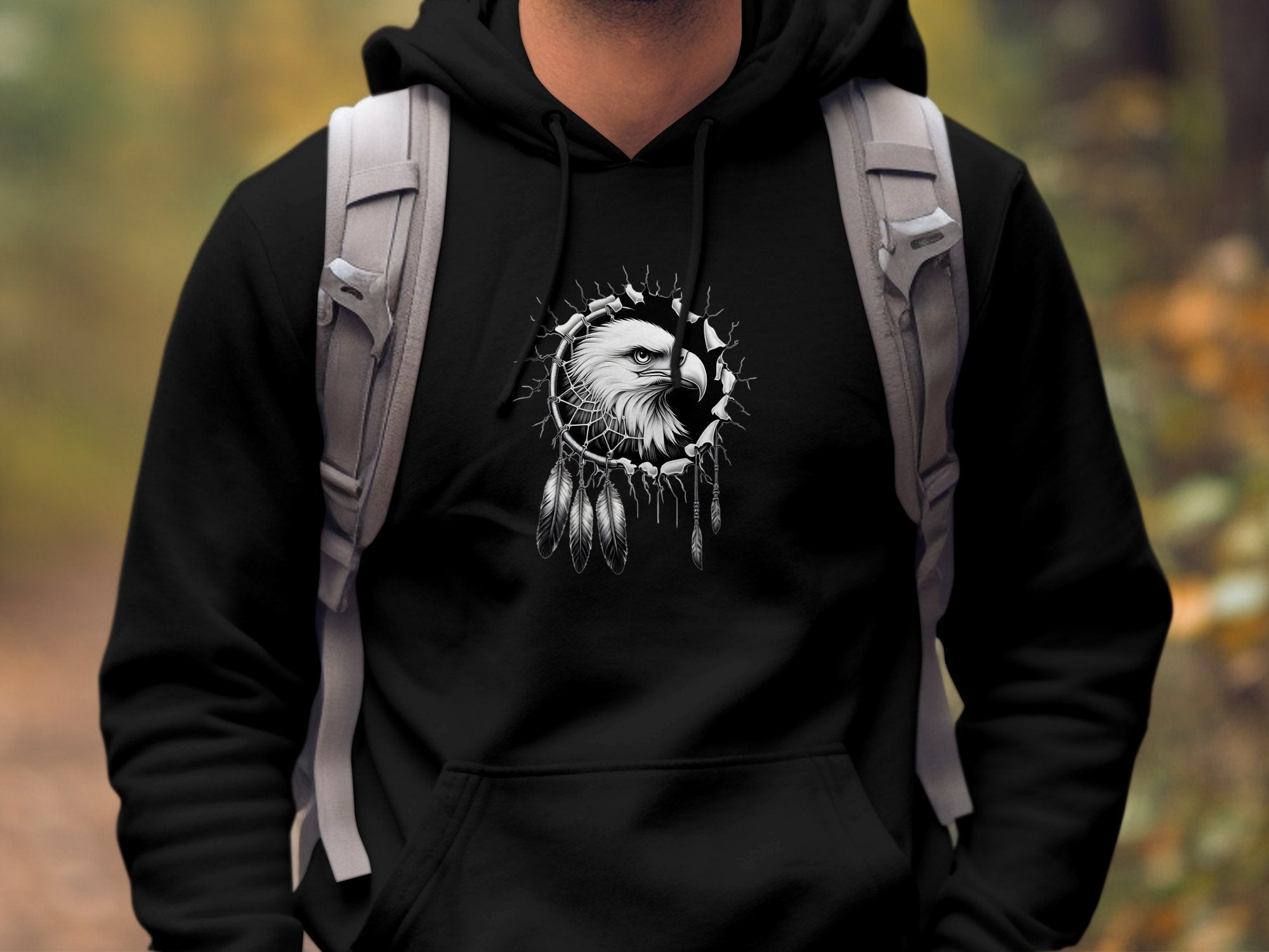 Dreamcatcher Eagle - Coloured Gildan Hoodie Realistic Native American Talisman Unisex Mythology Tee Graphic Design