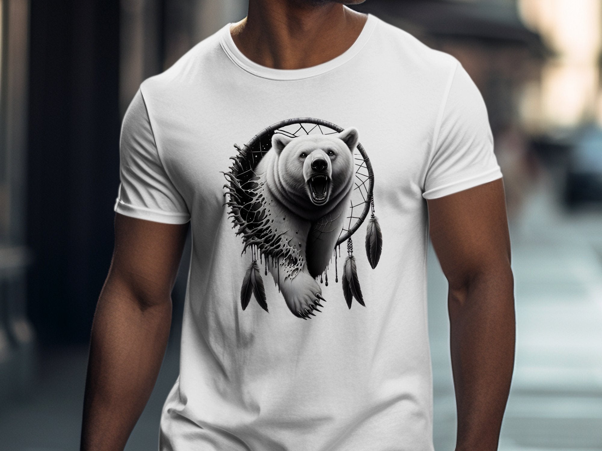 Dreamcatcher Bear - Coloured Gildan T-Shirt Realistic Native American Talisman Unisex Mythology Tee Graphic Design