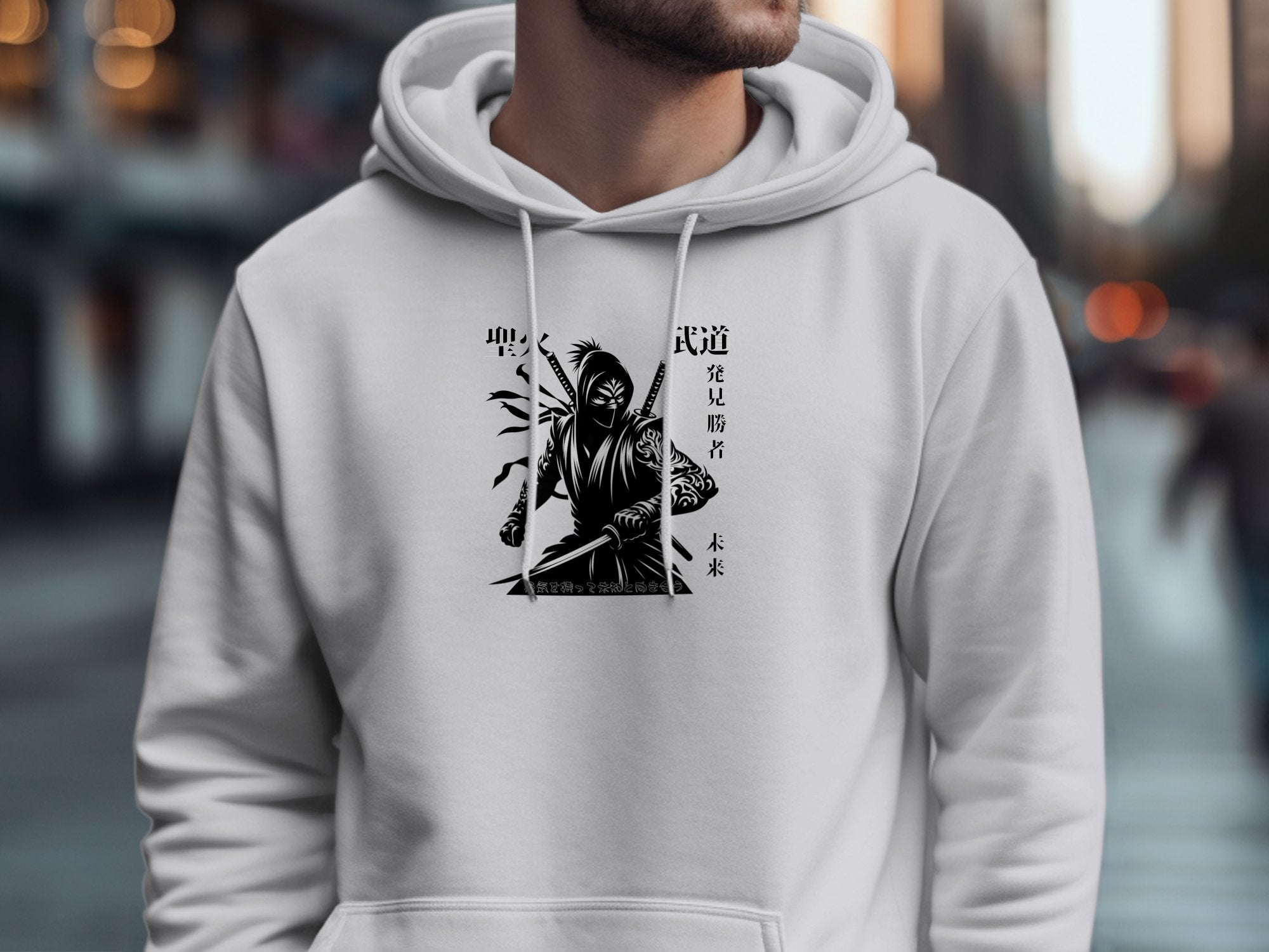 Samurai Ninja - Coloured Gildan Hoodie Japanese Talisman Unisex Cultural Symbolic Graphic Design