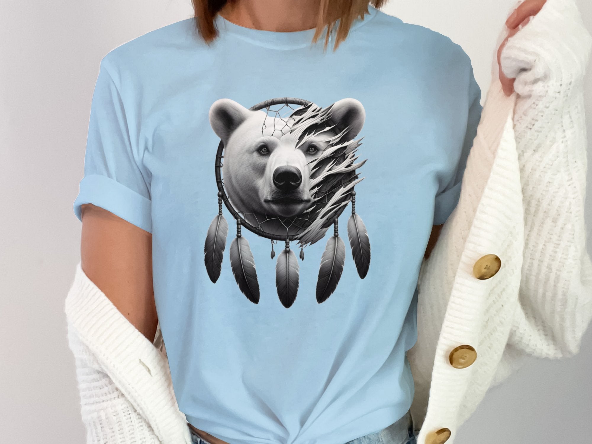 Dreamcatcher Bear - Coloured Gildan T-Shirt Realistic Native American Talisman Unisex Mythology Tee Graphic Design