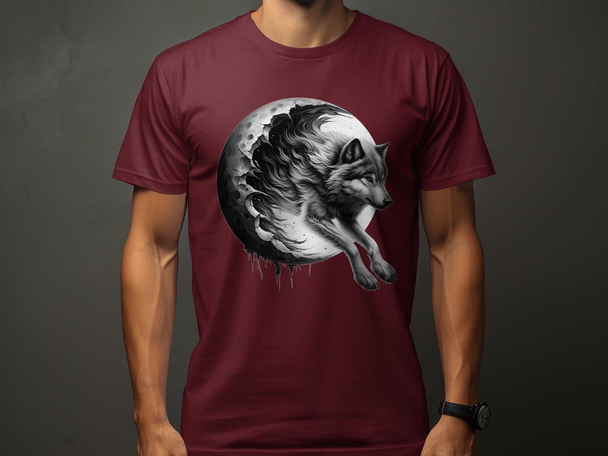 Moon Wolf - Coloured Gildan T-Shirt Realistic Animal Talisman Unisex Mythology Tee Graphic Design